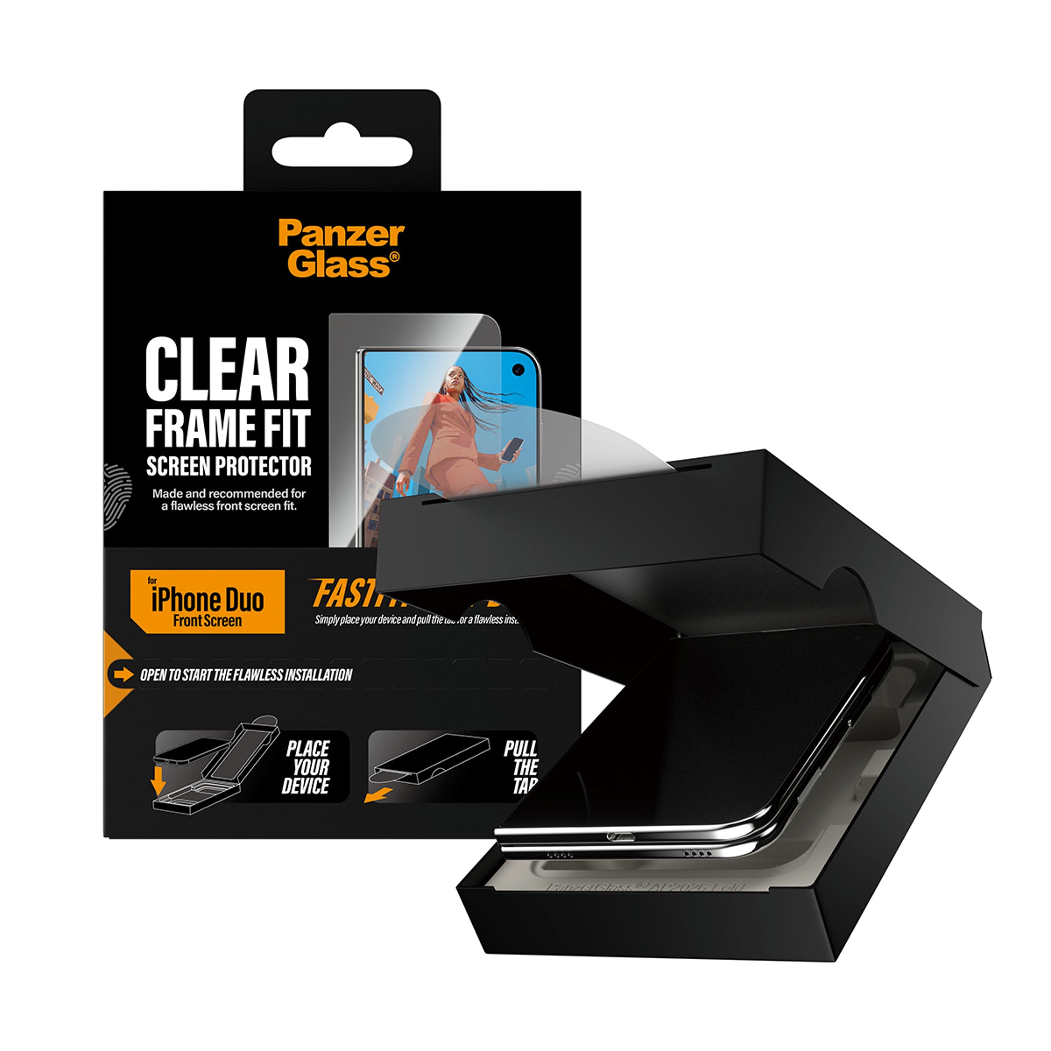 PanzerGlass® Außendisplay Displayschutz iPhone Duo | FRAME FIT m. FASTFIT IN-A-BOX