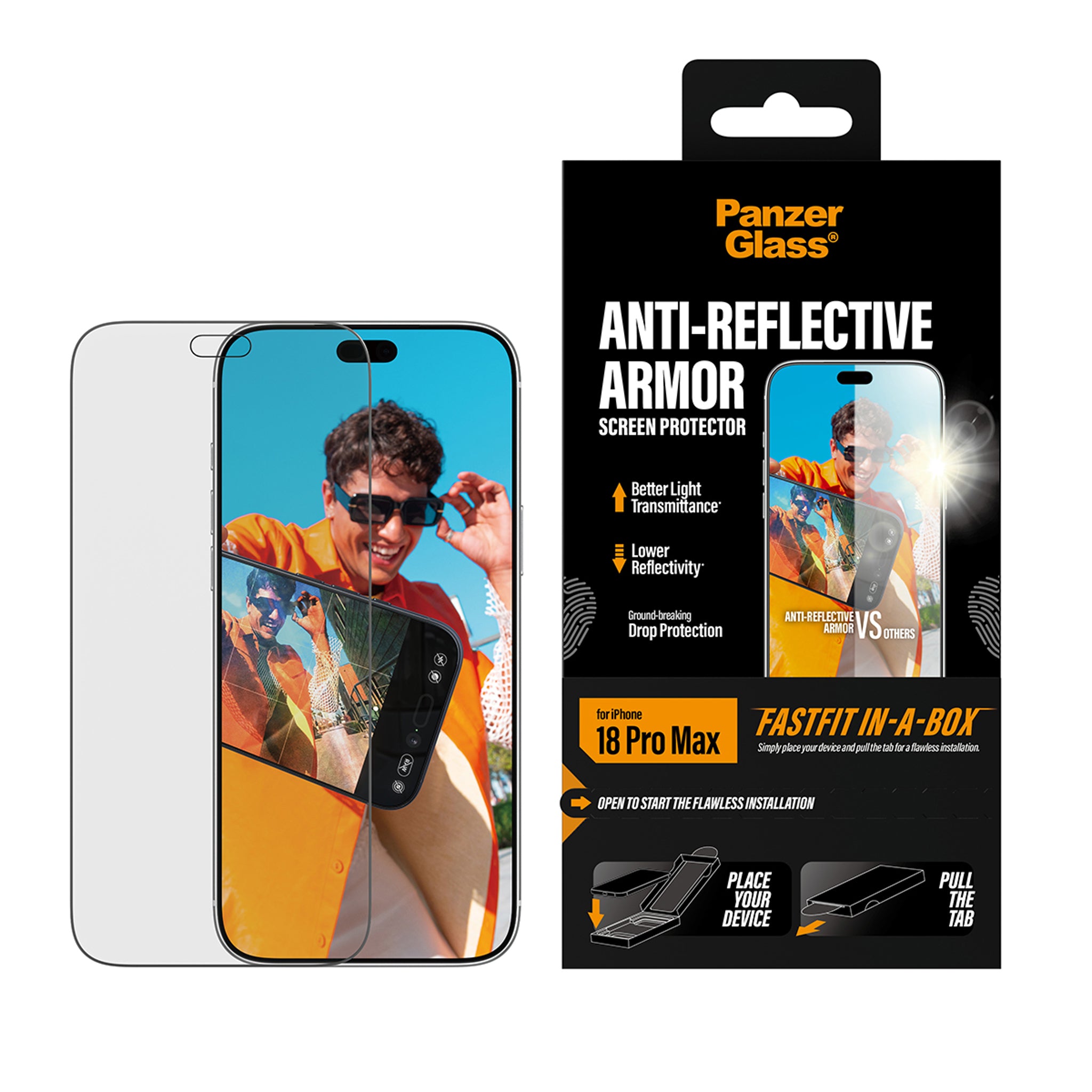 PanzerGlass® Anti-reflective Armor Displayschutz iPhone 18 Pro Max m. FASTFIT IN-A-BOX