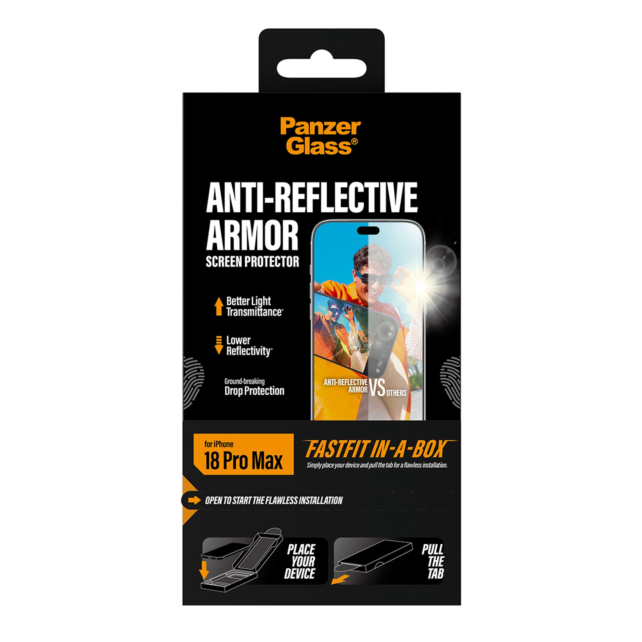 PanzerGlass® Anti-reflective Armor Displayschutz iPhone 18 Pro Max m. FASTFIT IN-A-BOX