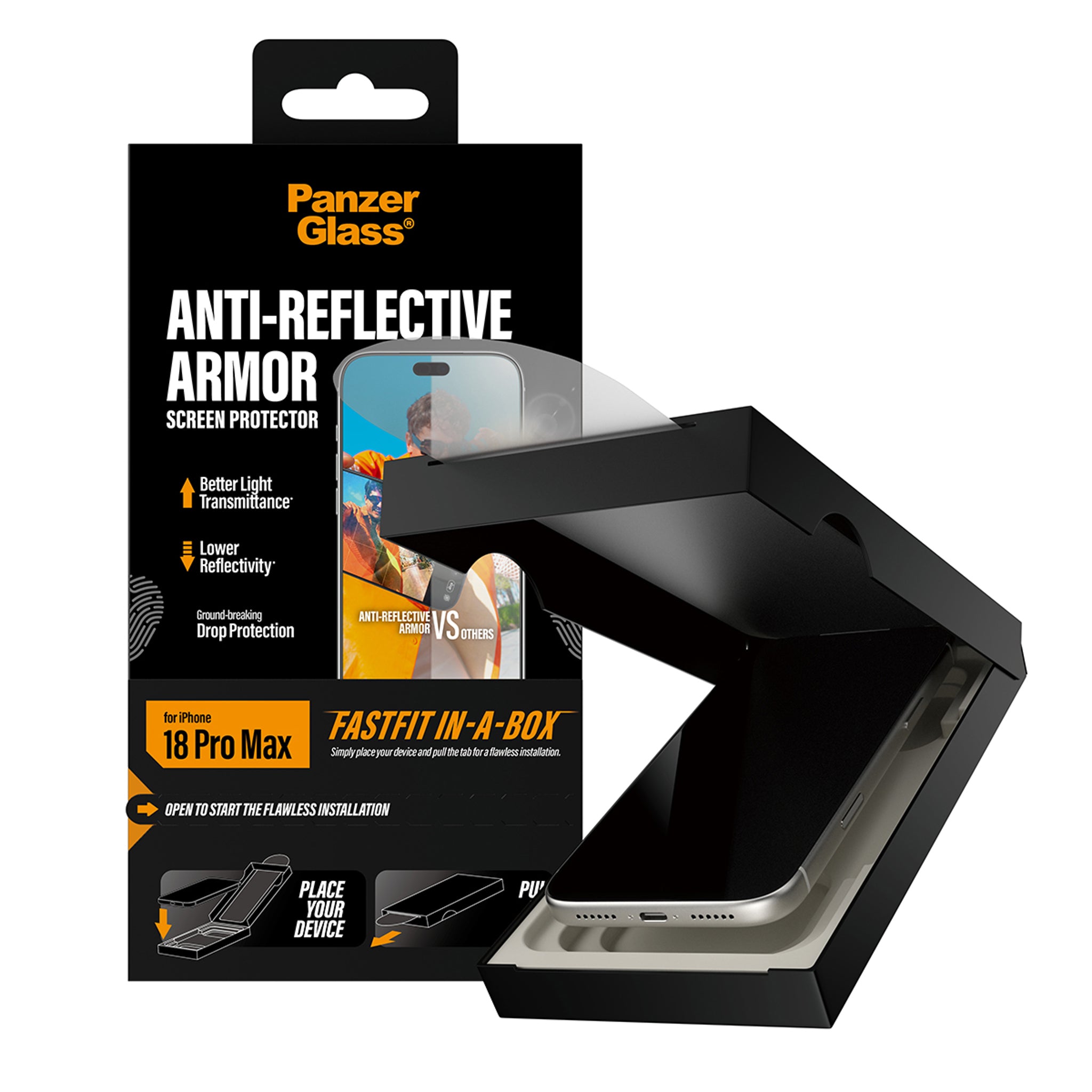 PanzerGlass® Anti-reflective Armor Displayschutz iPhone 18 Pro Max m. FASTFIT IN-A-BOX