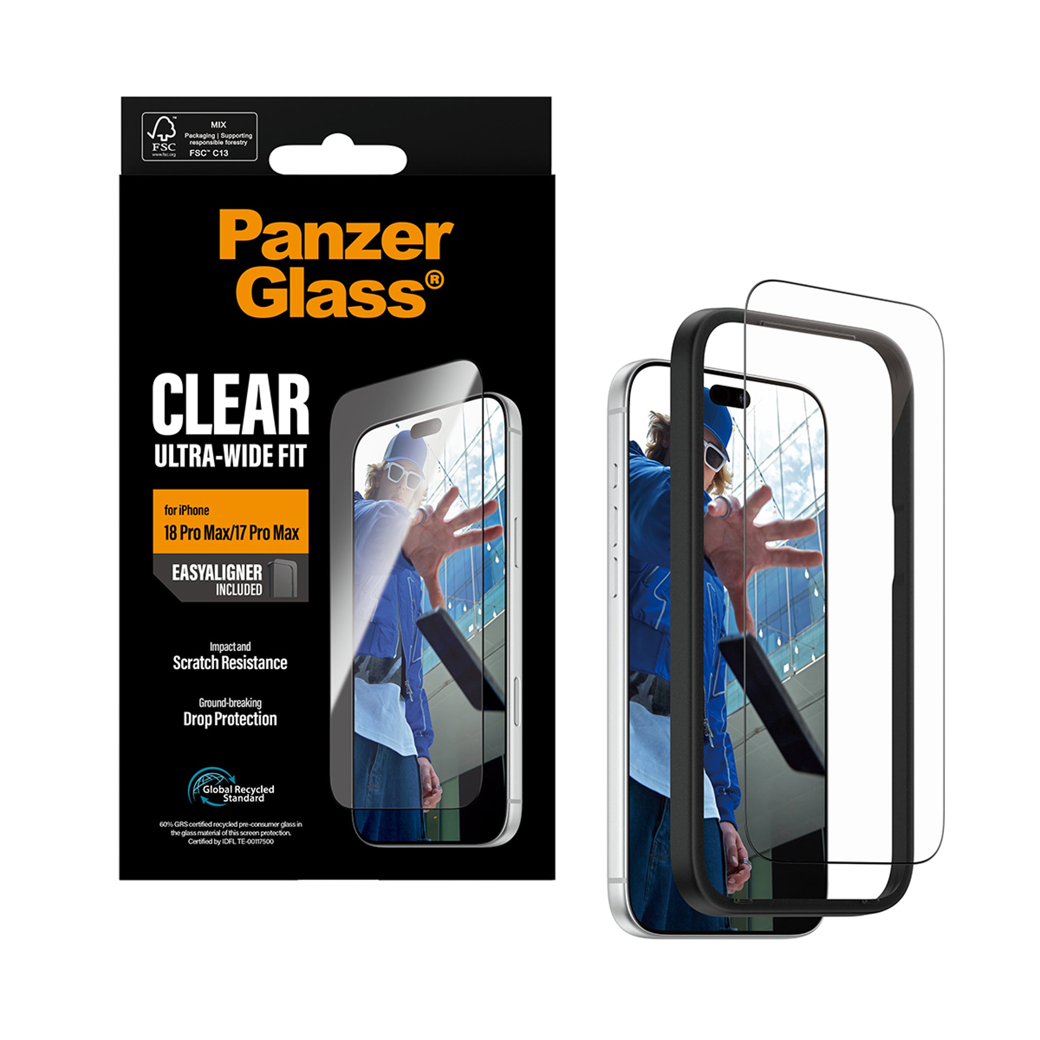 PanzerGlass® Displayschutz iPhone 18 Pro Max | 17 Pro Max | Ultra-Wide Fit m. EasyAligner