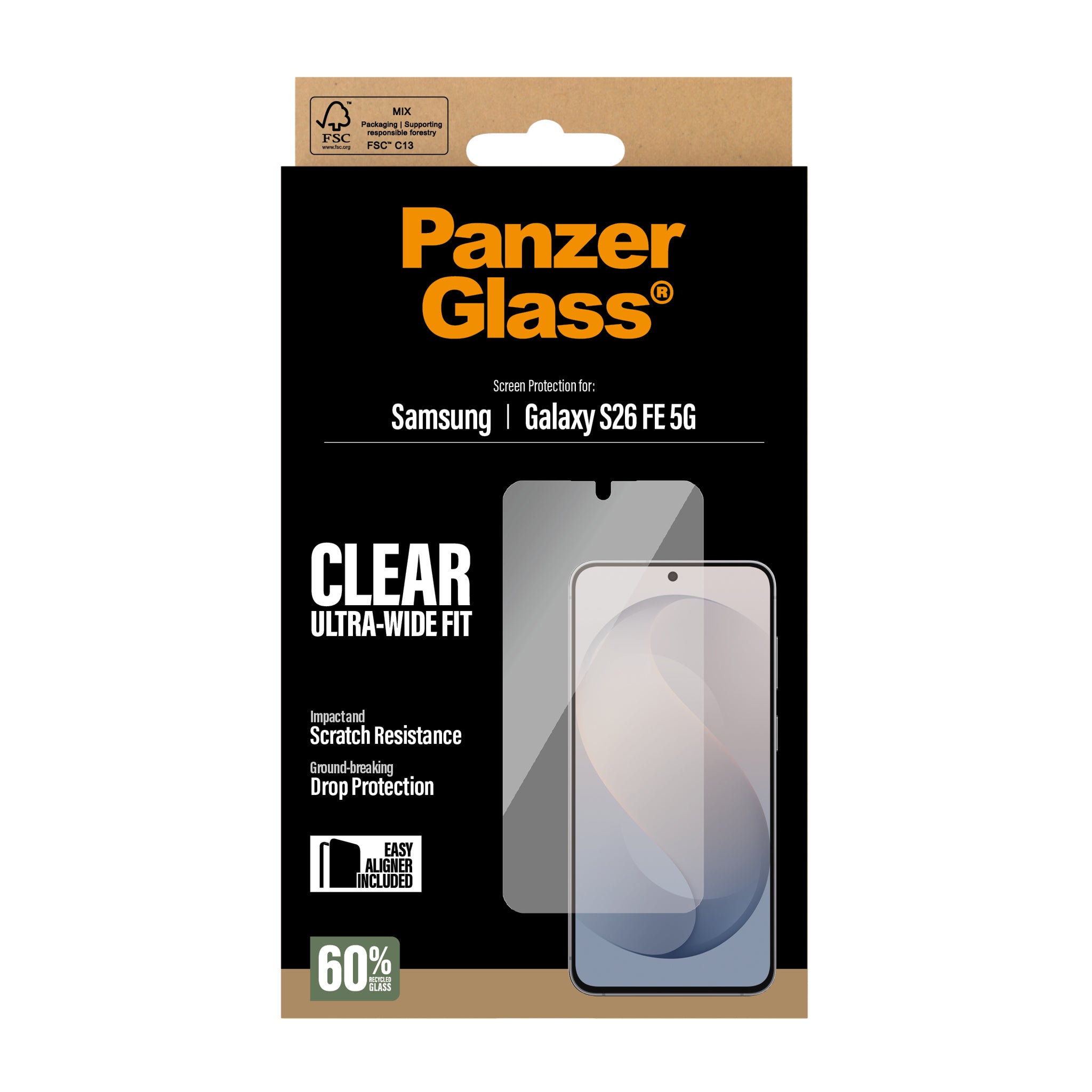 PanzerGlass® Displayschutz Samsung Galaxy S26 FE 5G | Ultra-Wide Fit m. EasyAligner
