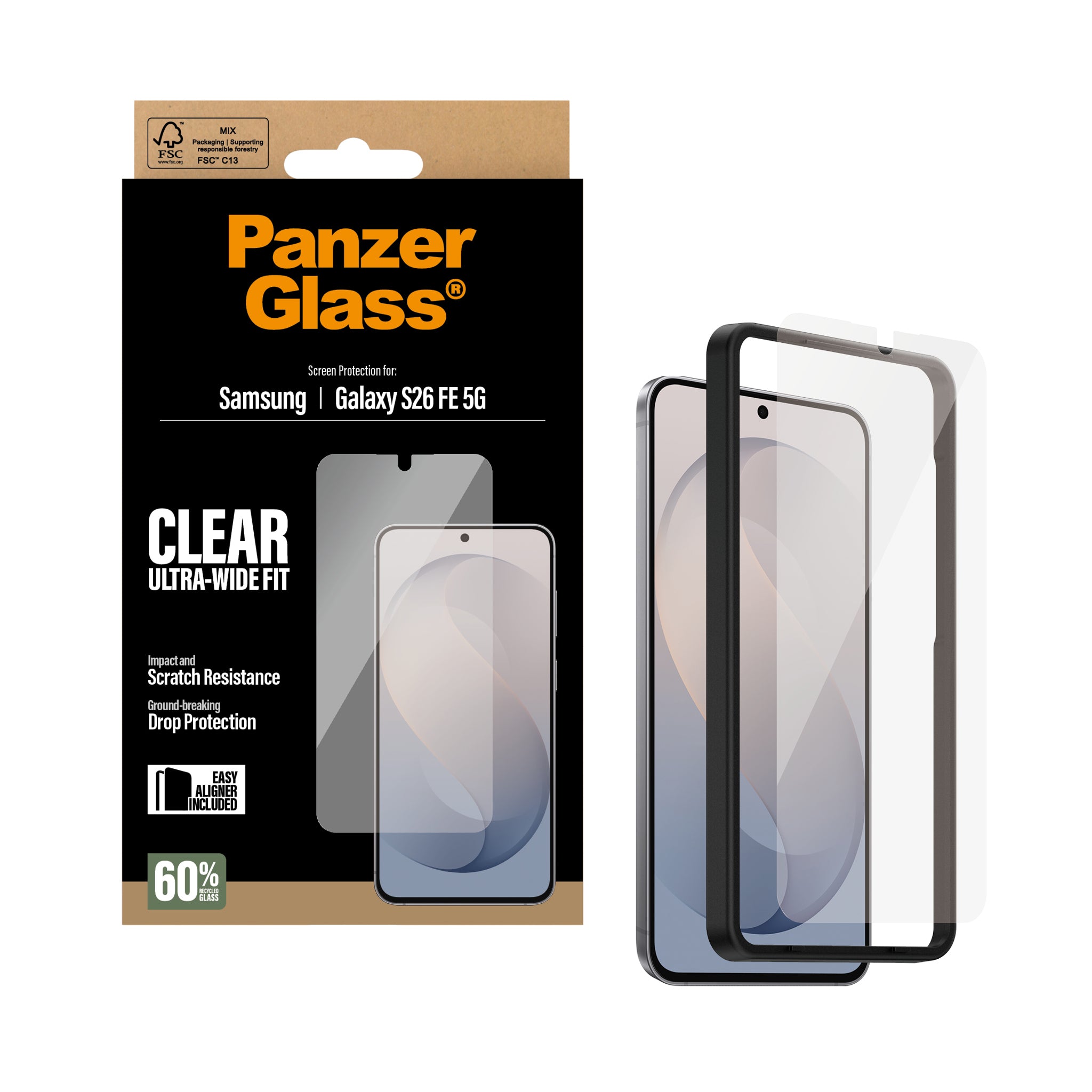 PanzerGlass® Displayschutz Samsung Galaxy S26 FE 5G | Ultra-Wide Fit m. EasyAligner