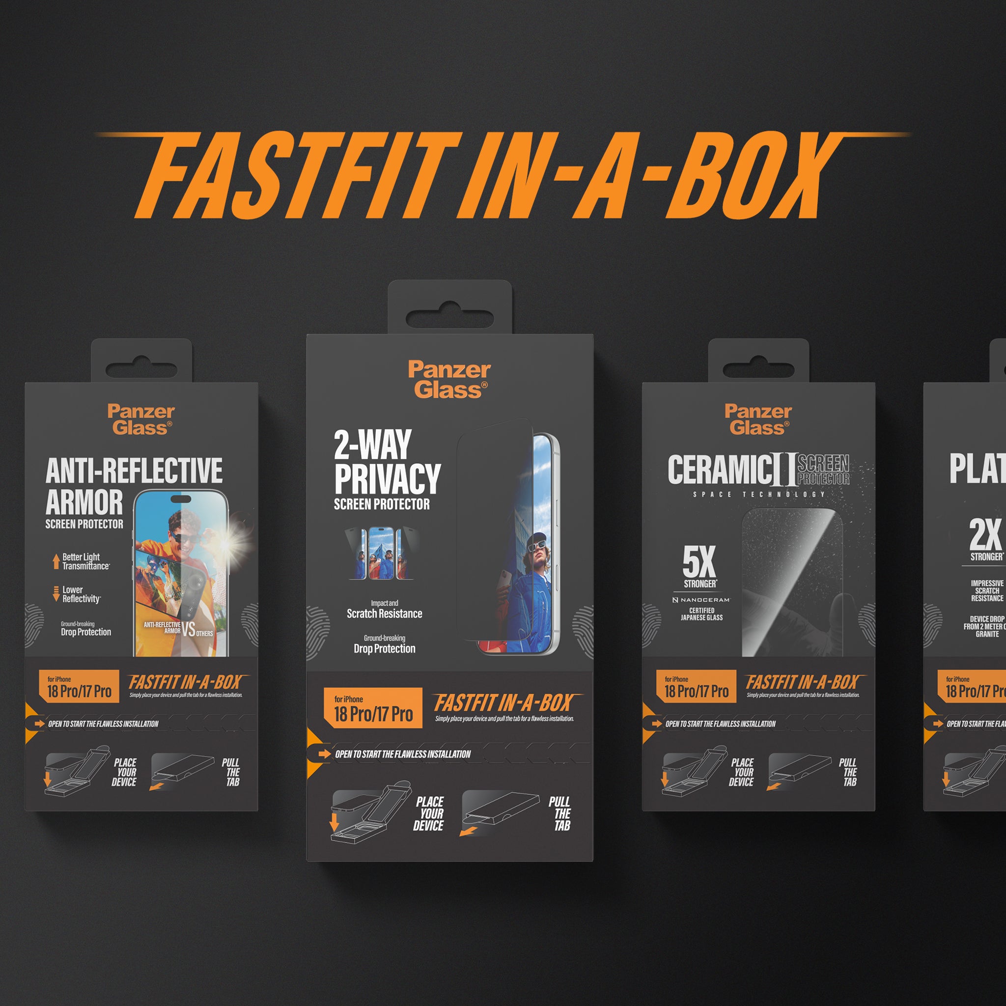 PanzerGlass® Displayschutz iPhone 18 Pro | 17 Pro | Ultra-Wide Fit m. FASTFIT IN-A-BOX