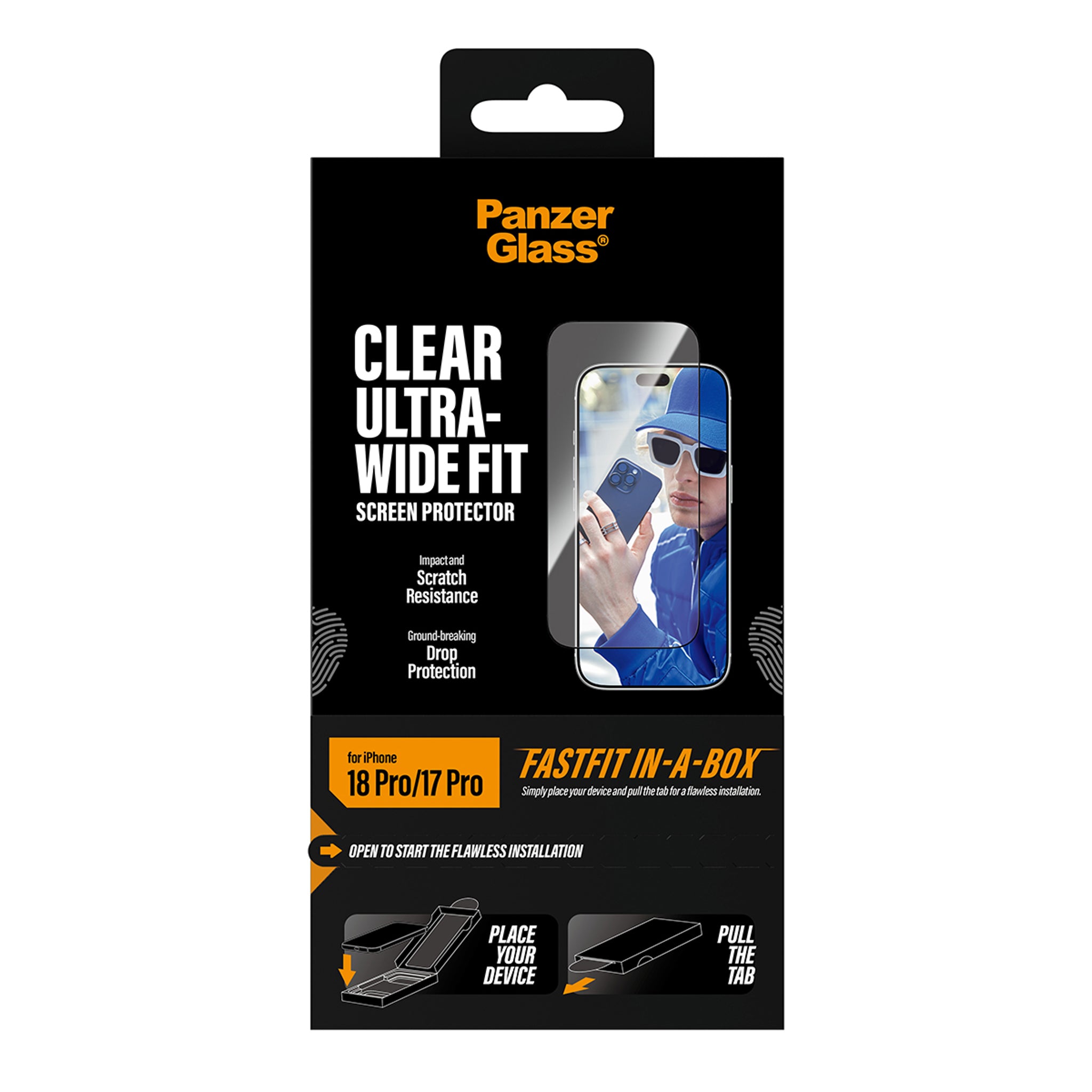 PanzerGlass® Displayschutz iPhone 18 Pro | 17 Pro | Ultra-Wide Fit m. FASTFIT IN-A-BOX