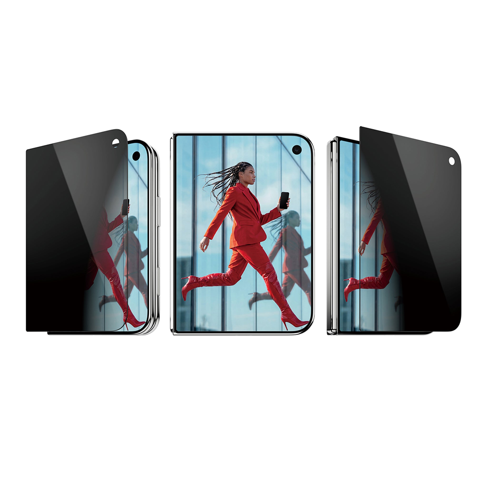PanzerGlass® 2-Way Privacy Außendisplay Displayschutz iPhone Duo | FRAME FIT m. FASTFIT IN-A-BOX