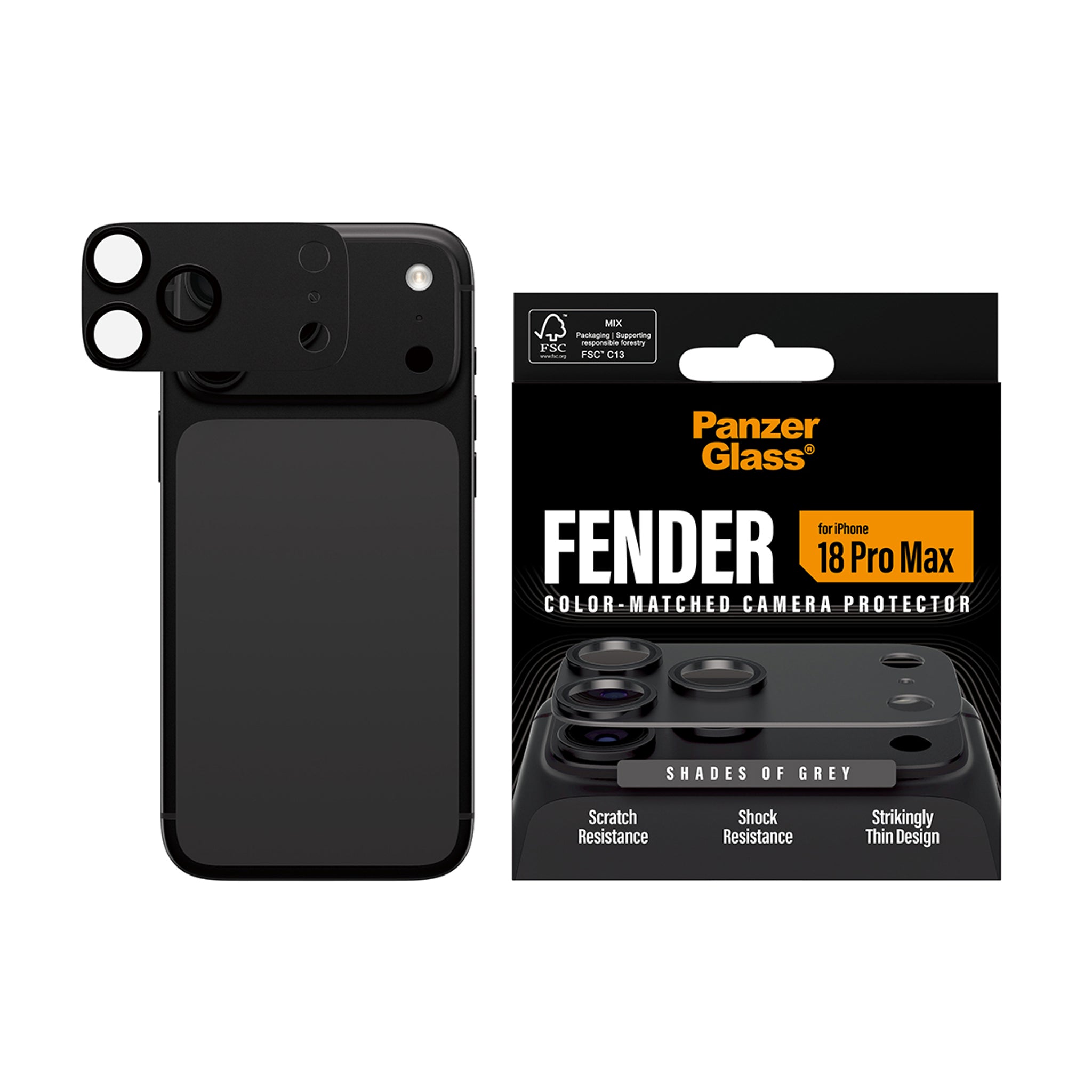 PanzerGlass® Fender Kameraschutz Shades of Grey iPhone 18 Pro Max