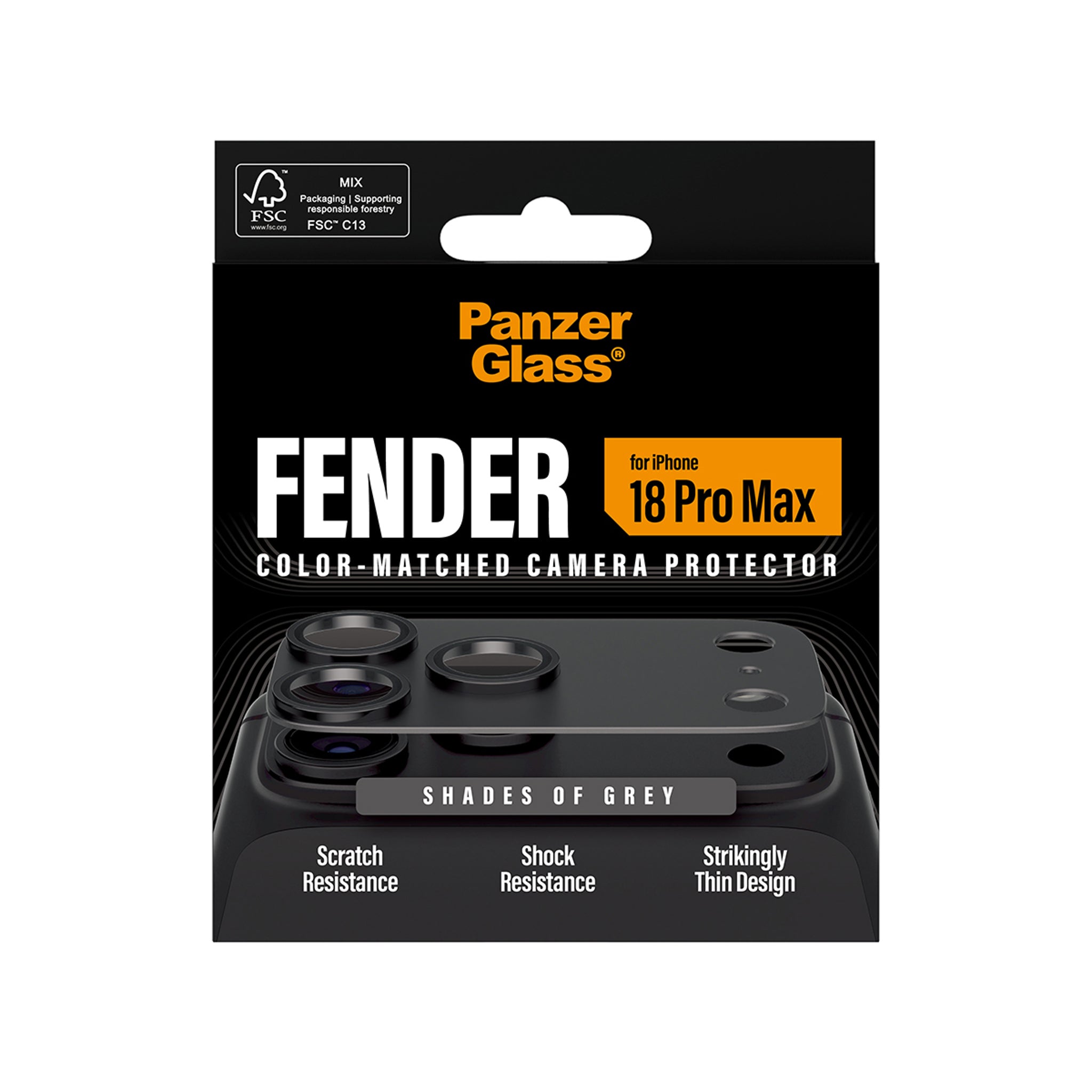 PanzerGlass® Fender Kameraschutz Shades of Grey iPhone 18 Pro Max