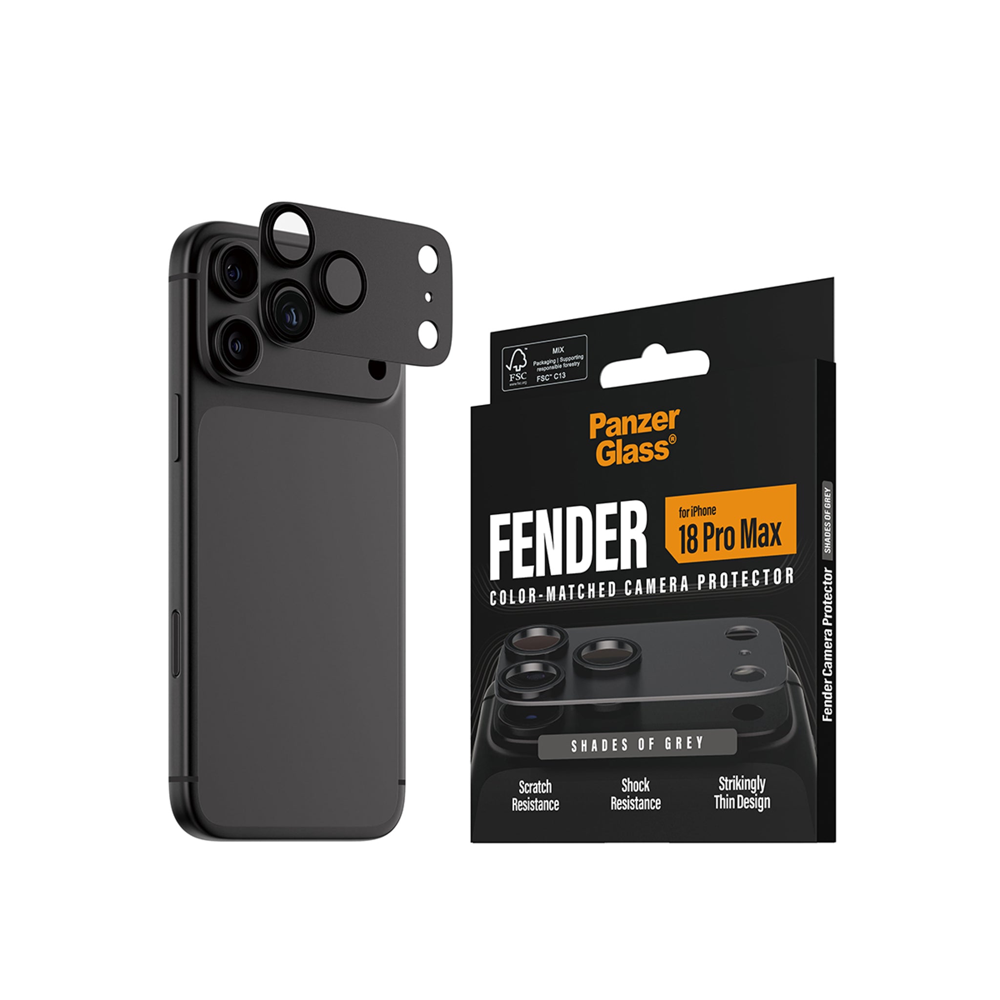 PanzerGlass® Fender Kameraschutz Shades of Grey iPhone 18 Pro Max