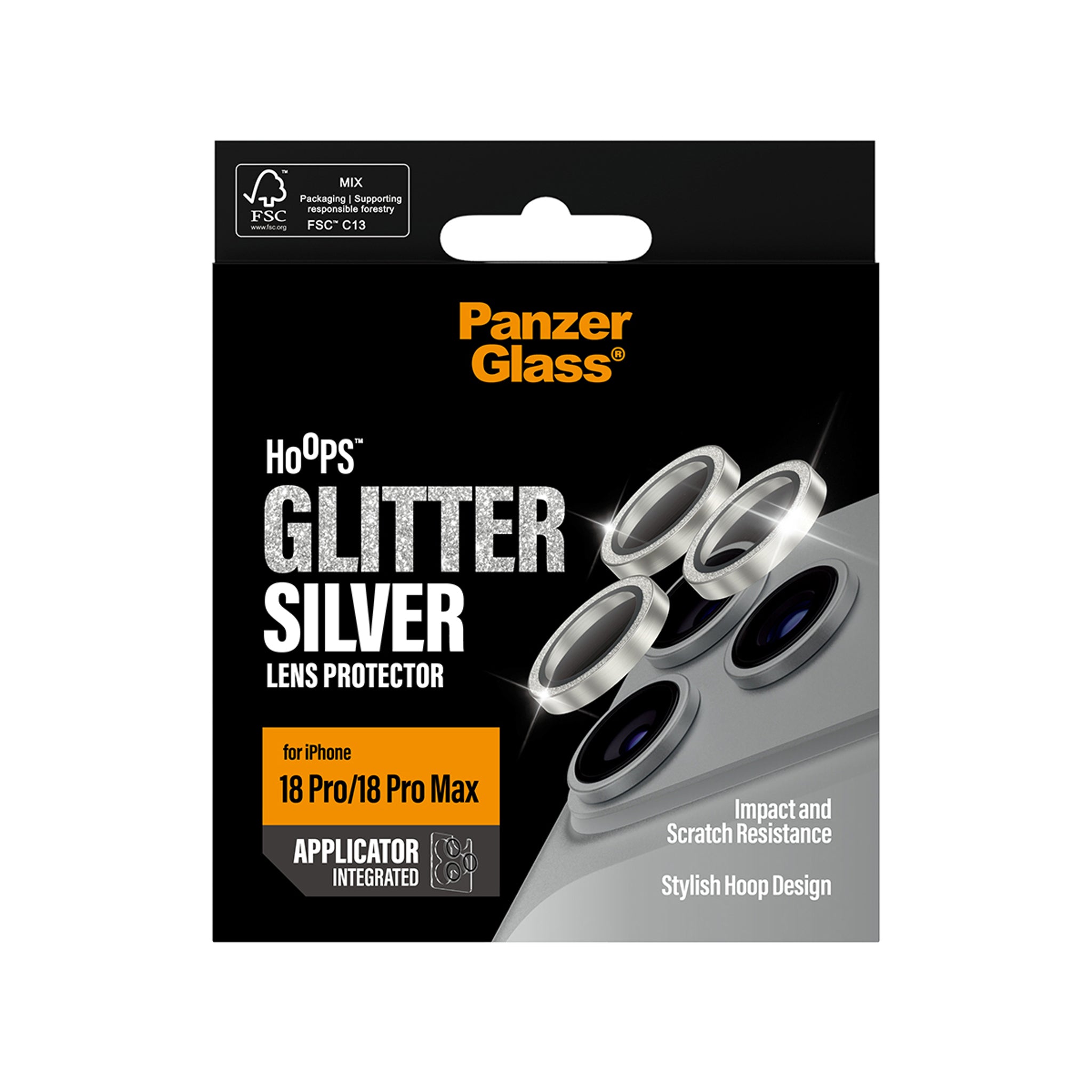 PanzerGlass® Hoops® Kameraschutz Glitter Silber iPhone 18 Pro | 18 Pro Max