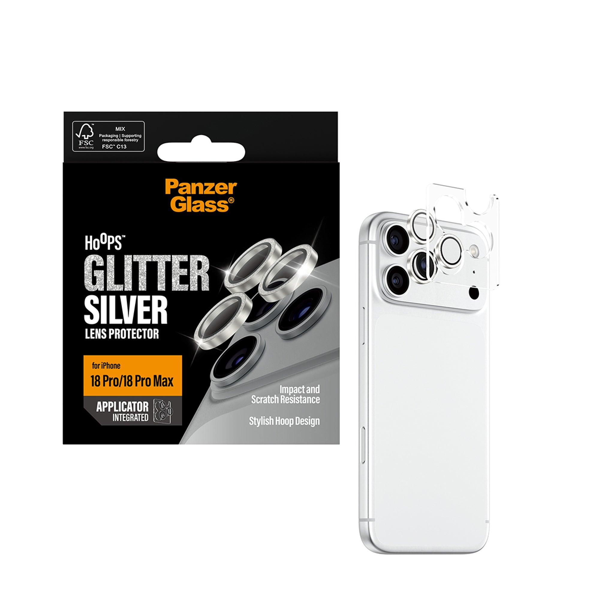 PanzerGlass® Hoops® Kameraschutz Glitter Silber iPhone 18 Pro | 18 Pro Max