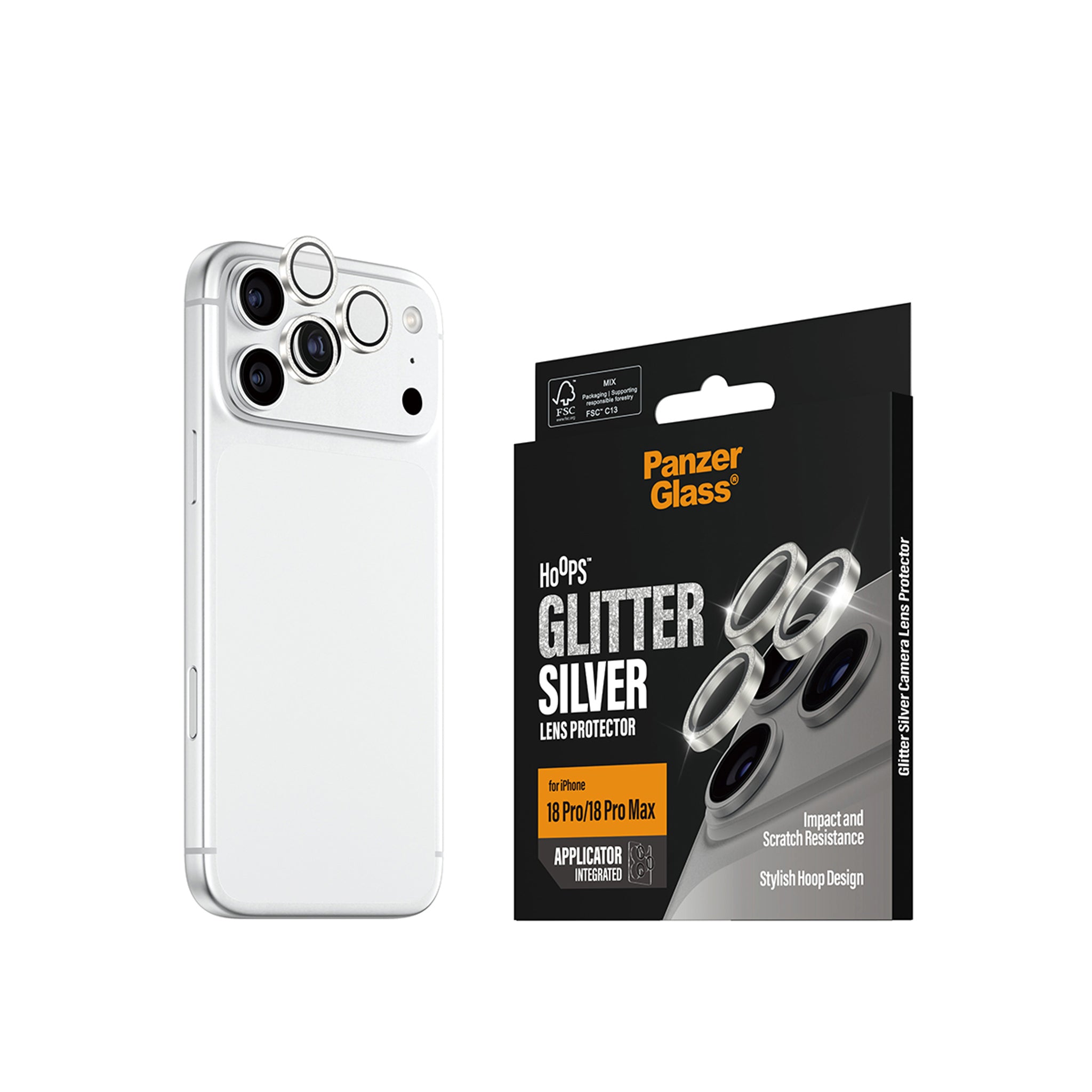 PanzerGlass® Hoops® Kameraschutz Glitter Silber iPhone 18 Pro | 18 Pro Max