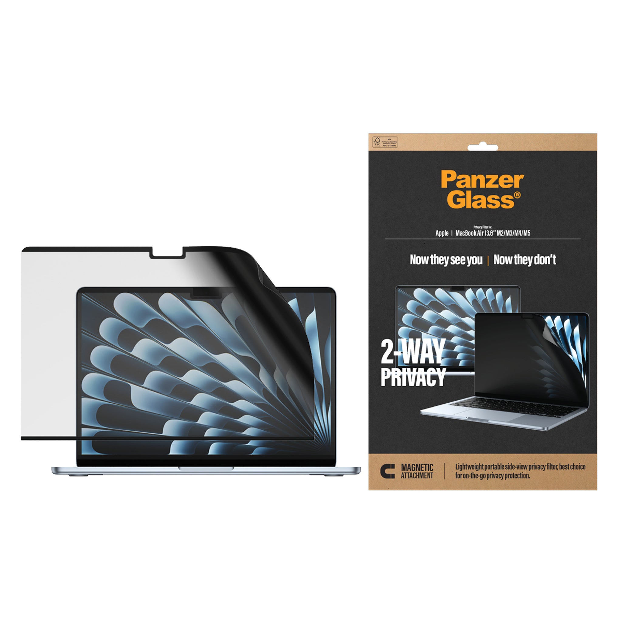 PanzerGlass® Magnetic 2-Way Privacy Film Displayschutz MacBook Air 13.6