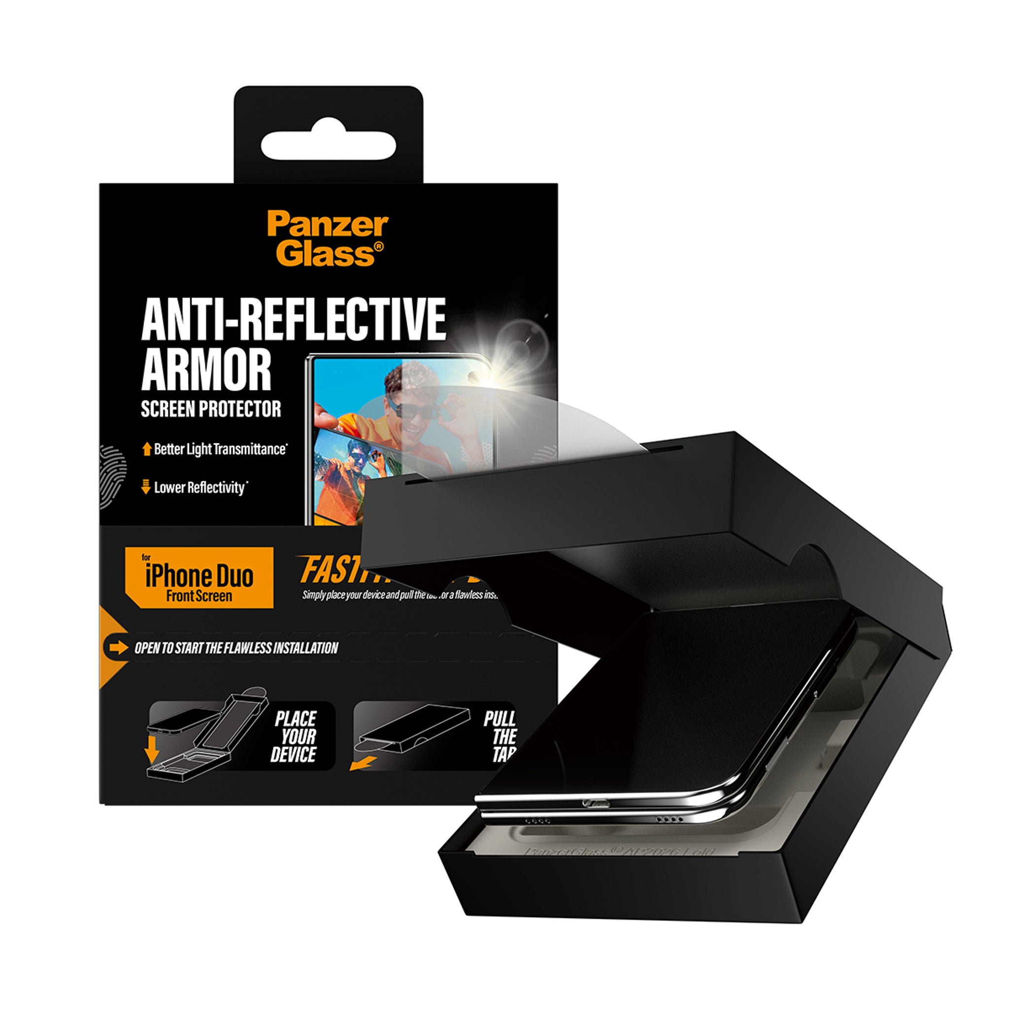 PanzerGlass® Anti-reflective Armor Außendisplay Displayschutz iPhone Duo | FRAME FIT m. FASTFIT IN-A-BOX