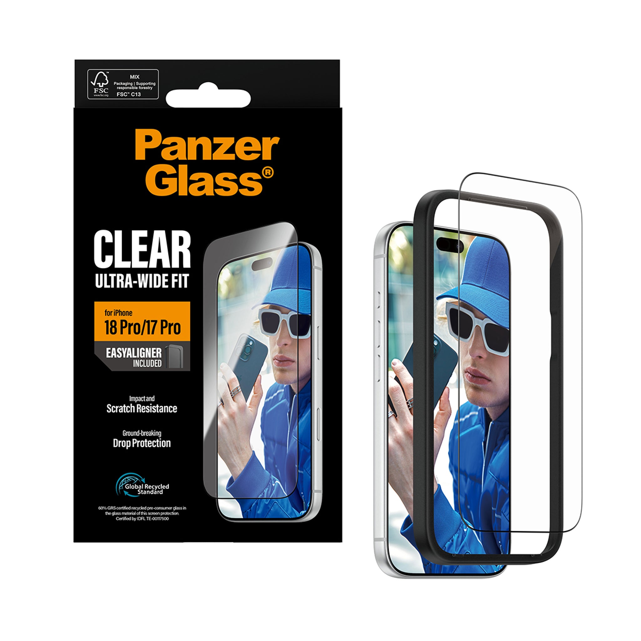 PanzerGlass® Displayschutz iPhone 18 Pro | 17 Pro | Ultra-Wide Fit m. EasyAligner