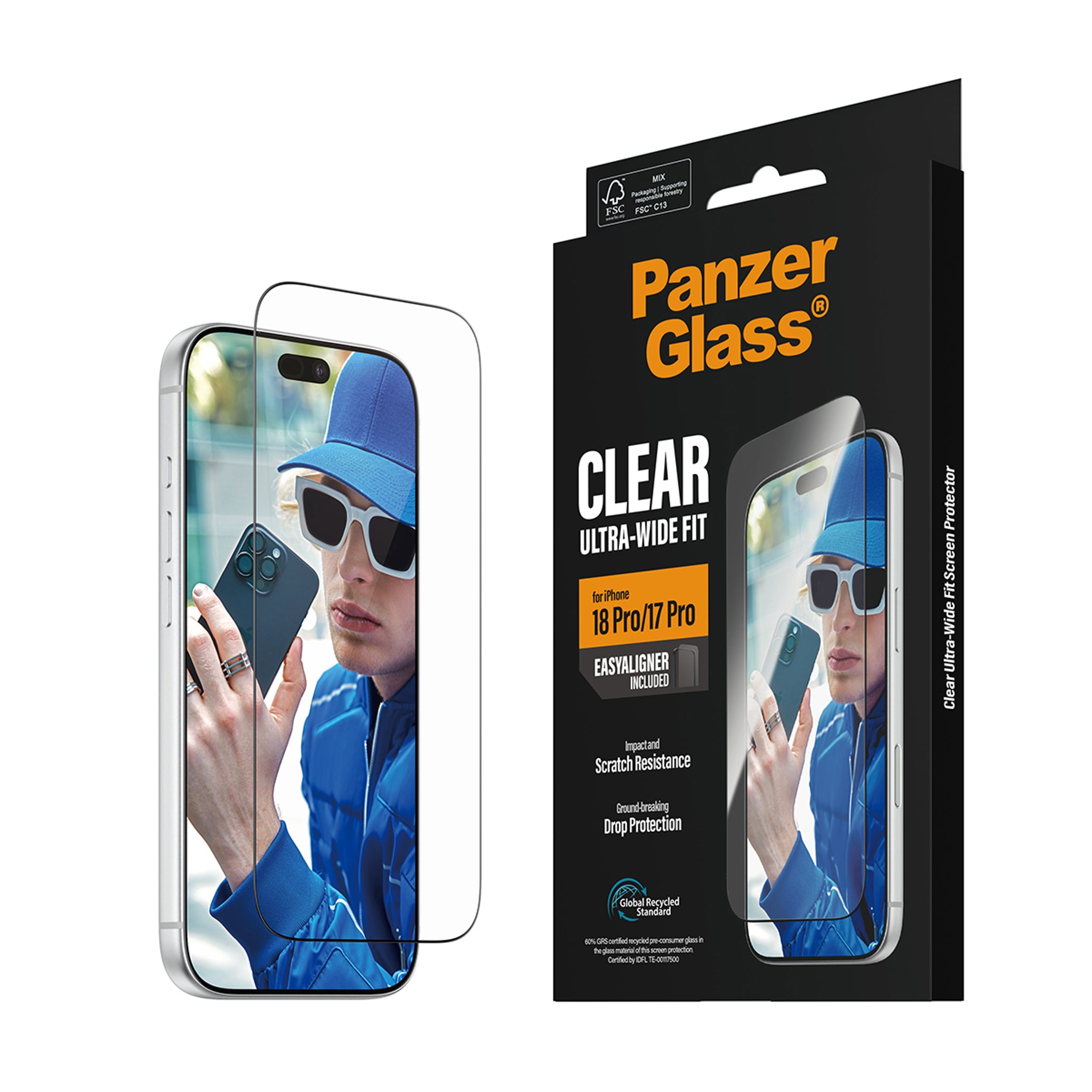 PanzerGlass® Displayschutz iPhone 18 Pro | 17 Pro | Ultra-Wide Fit m. EasyAligner