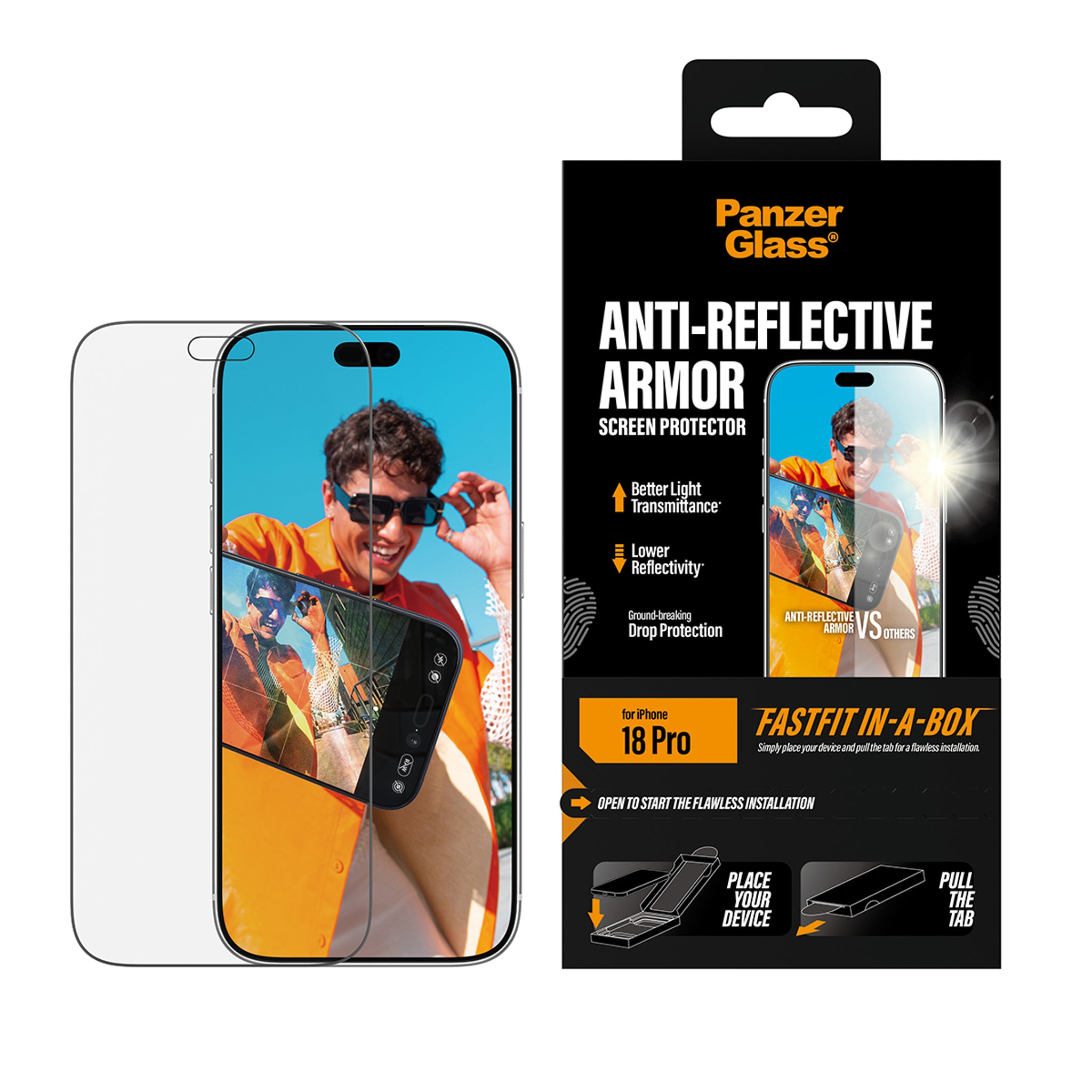 PanzerGlass® Anti-reflective Armor Displayschutz iPhone 18 Pro m. FASTFIT IN-A-BOX