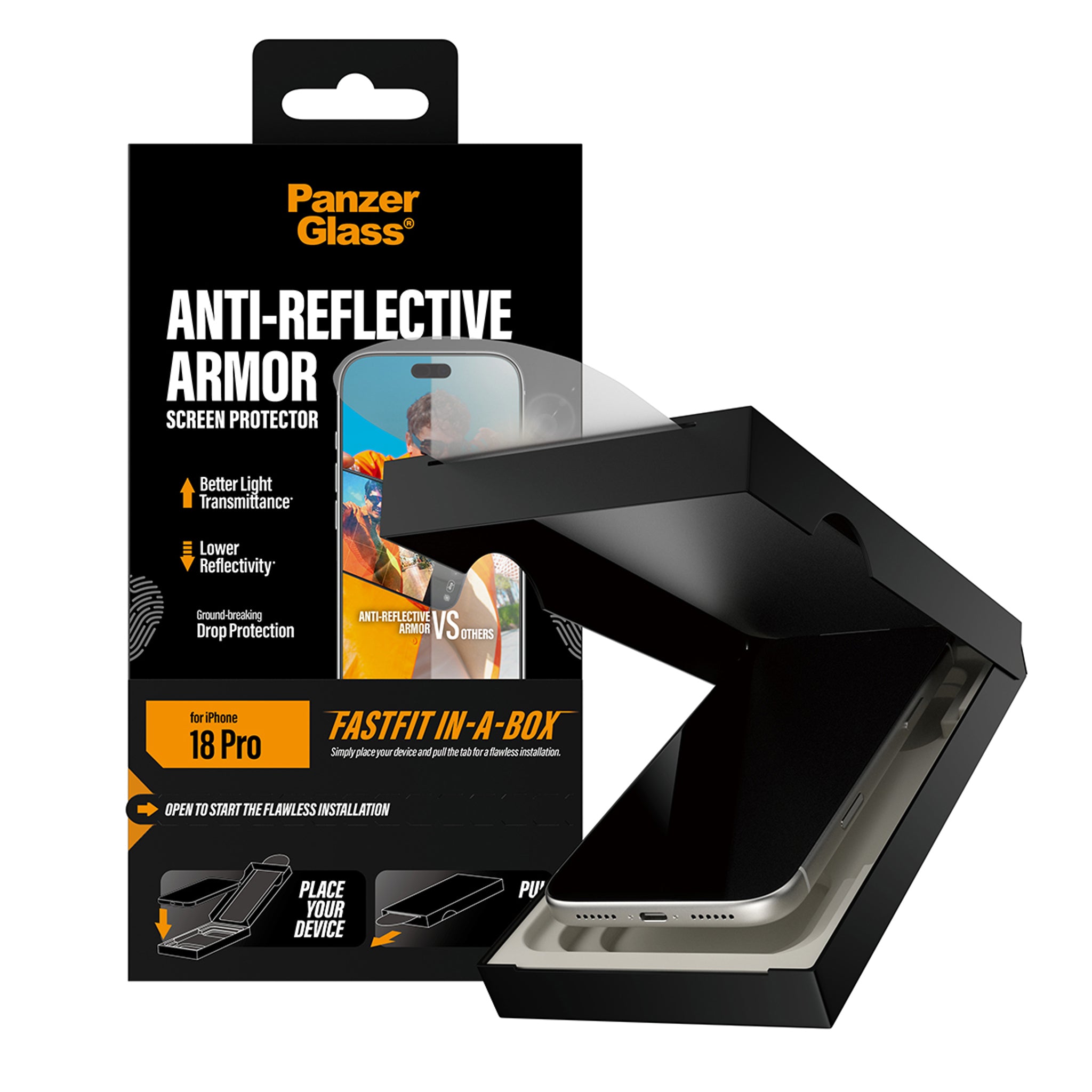 PanzerGlass® Anti-reflective Armor Displayschutz iPhone 18 Pro m. FASTFIT IN-A-BOX