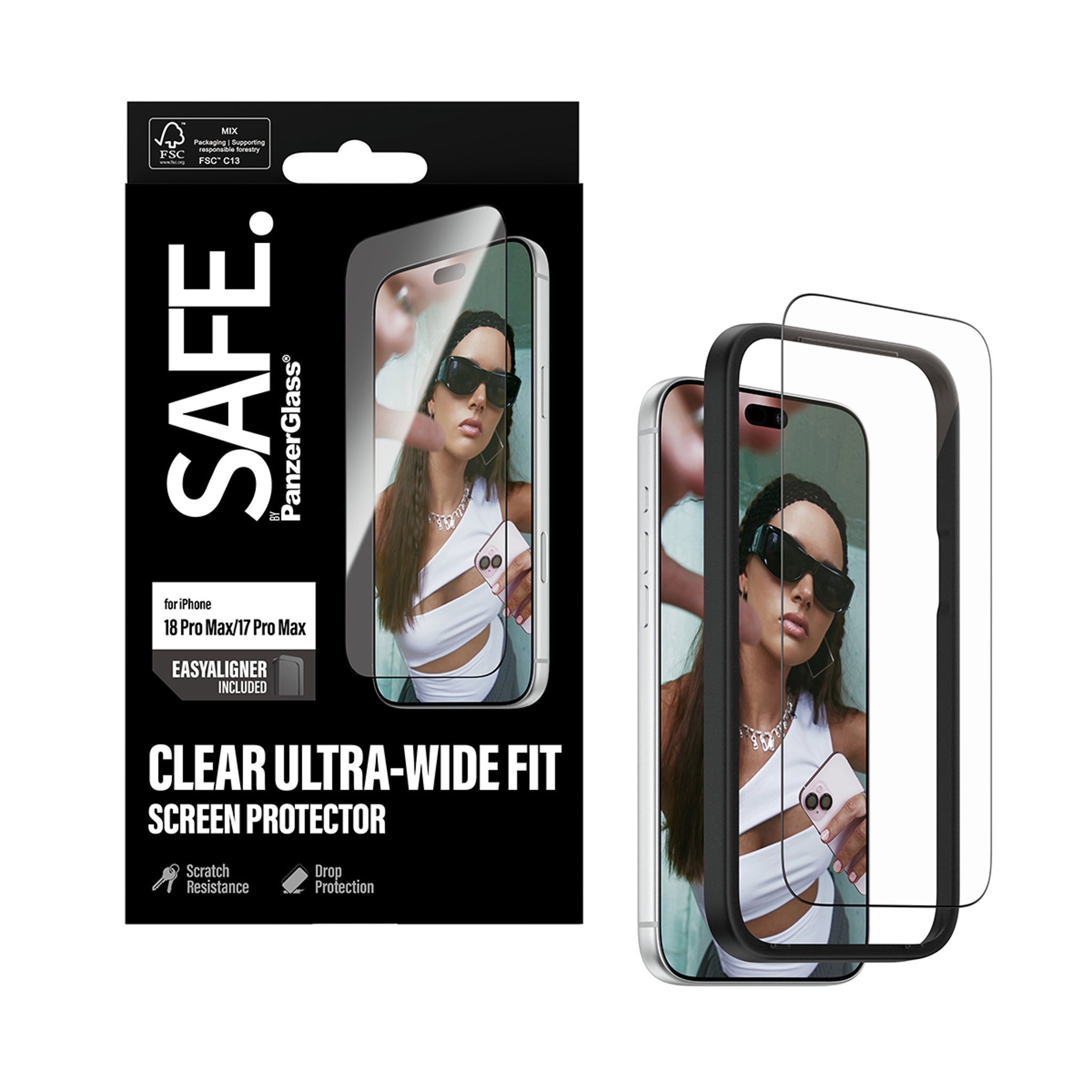 SAFE. by PanzerGlass® Displayschutz iPhone 18 Pro Max | 17 Pro Max | Ultra-Wide Fit m. EasyAligner