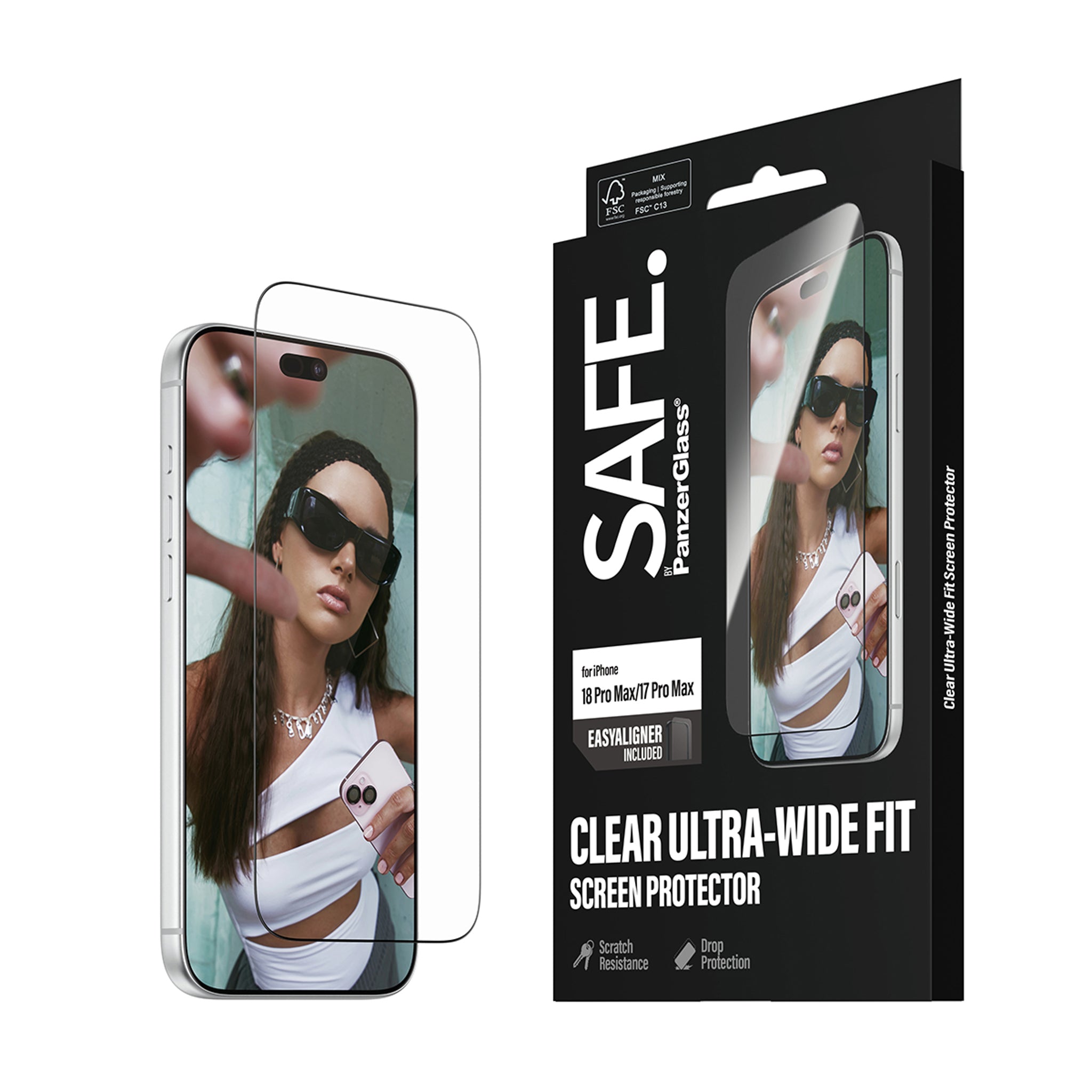 SAFE. by PanzerGlass® Displayschutz iPhone 18 Pro Max | 17 Pro Max | Ultra-Wide Fit m. EasyAligner