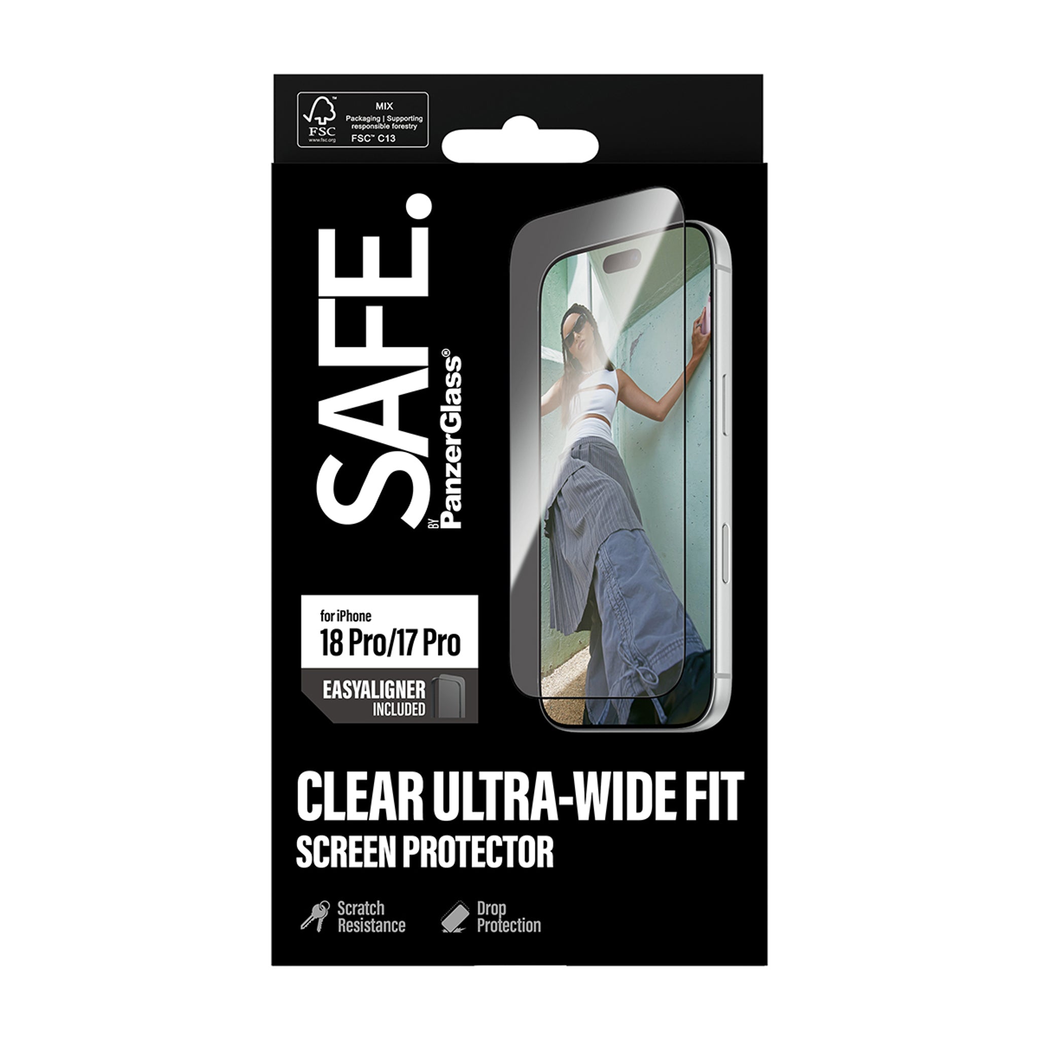 SAFE. by PanzerGlass® Displayschutz iPhone 18 Pro | 17 Pro | Ultra-Wide Fit m. EasyAligner