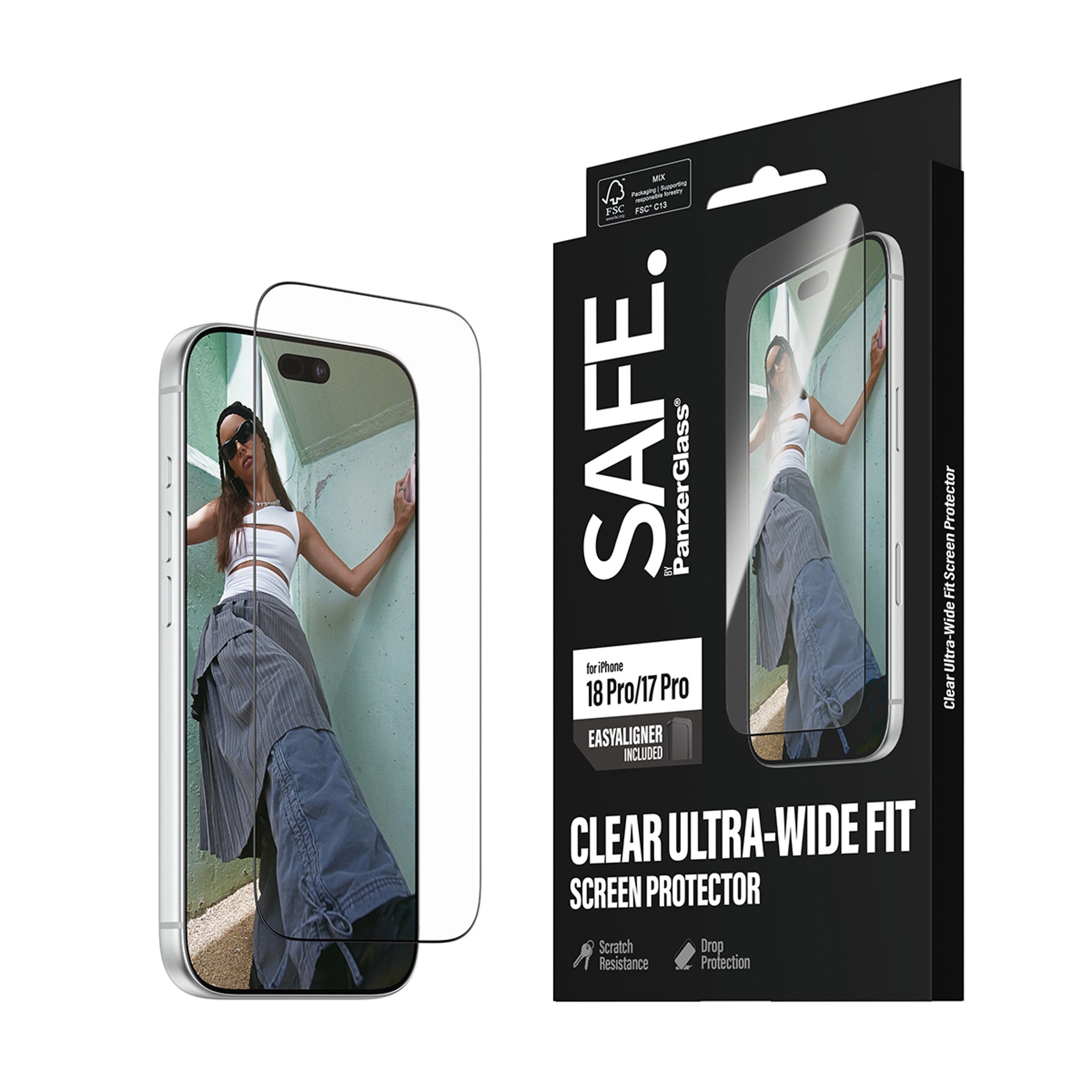 SAFE. by PanzerGlass® Displayschutz iPhone 18 Pro | 17 Pro | Ultra-Wide Fit m. EasyAligner
