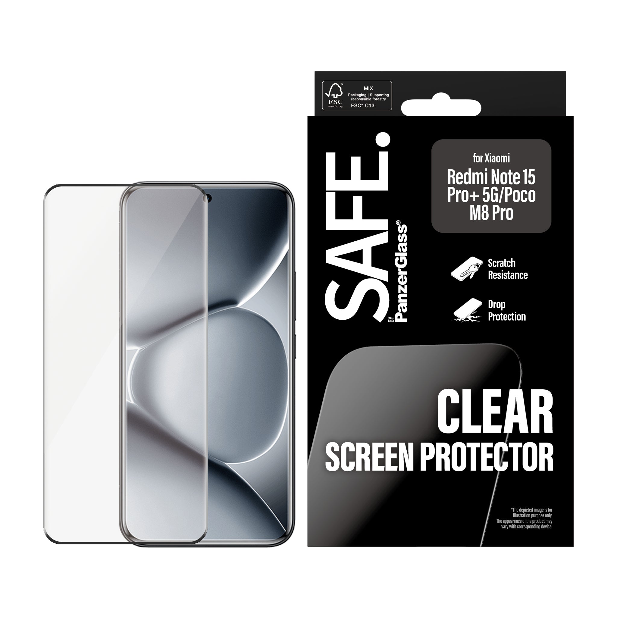SAFE. by PanzerGlass® Displayschutz Xiaomi Redmi Note 15 Pro+ 5G | Poco M8 Pro | Ultra-Wide Fit
