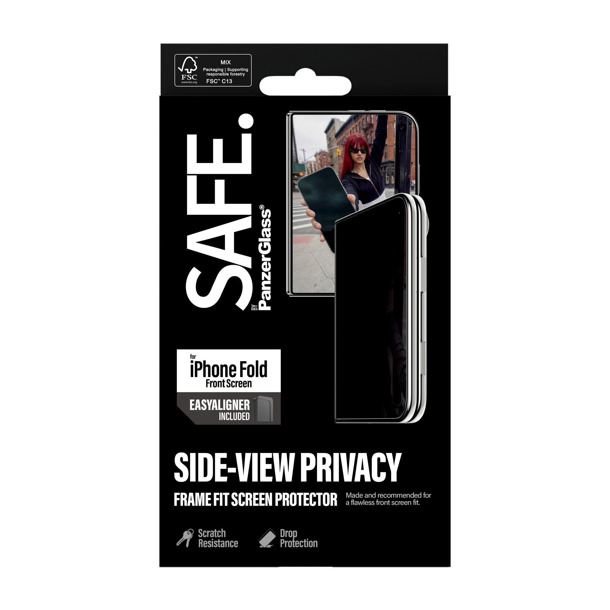 SAFE. by PanzerGlass® 2-Way Privacy Displayschutz Apple iPhone 2026 Fold | FRAME FIT m. EasyAligner (sub-screen)