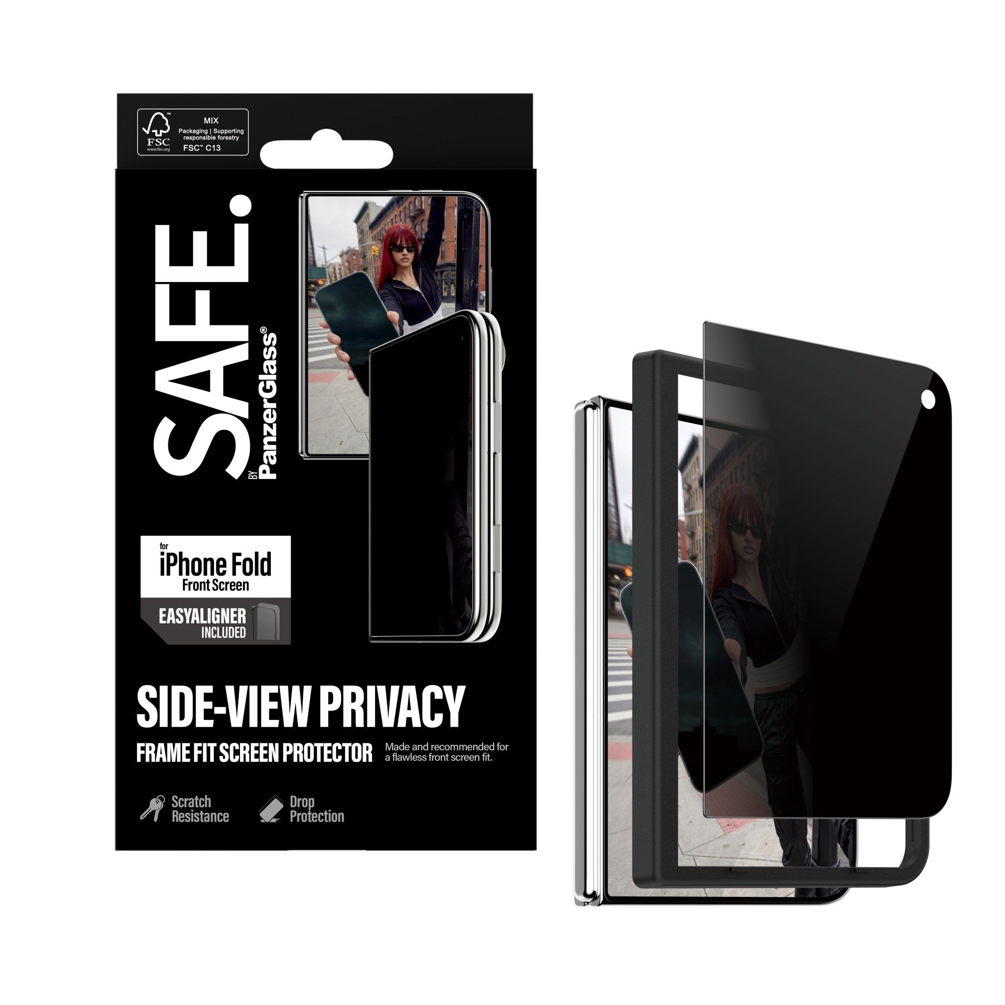 SAFE. by PanzerGlass® 2-Way Privacy Displayschutz Apple iPhone 2026 Fold | FRAME FIT m. EasyAligner (sub-screen)