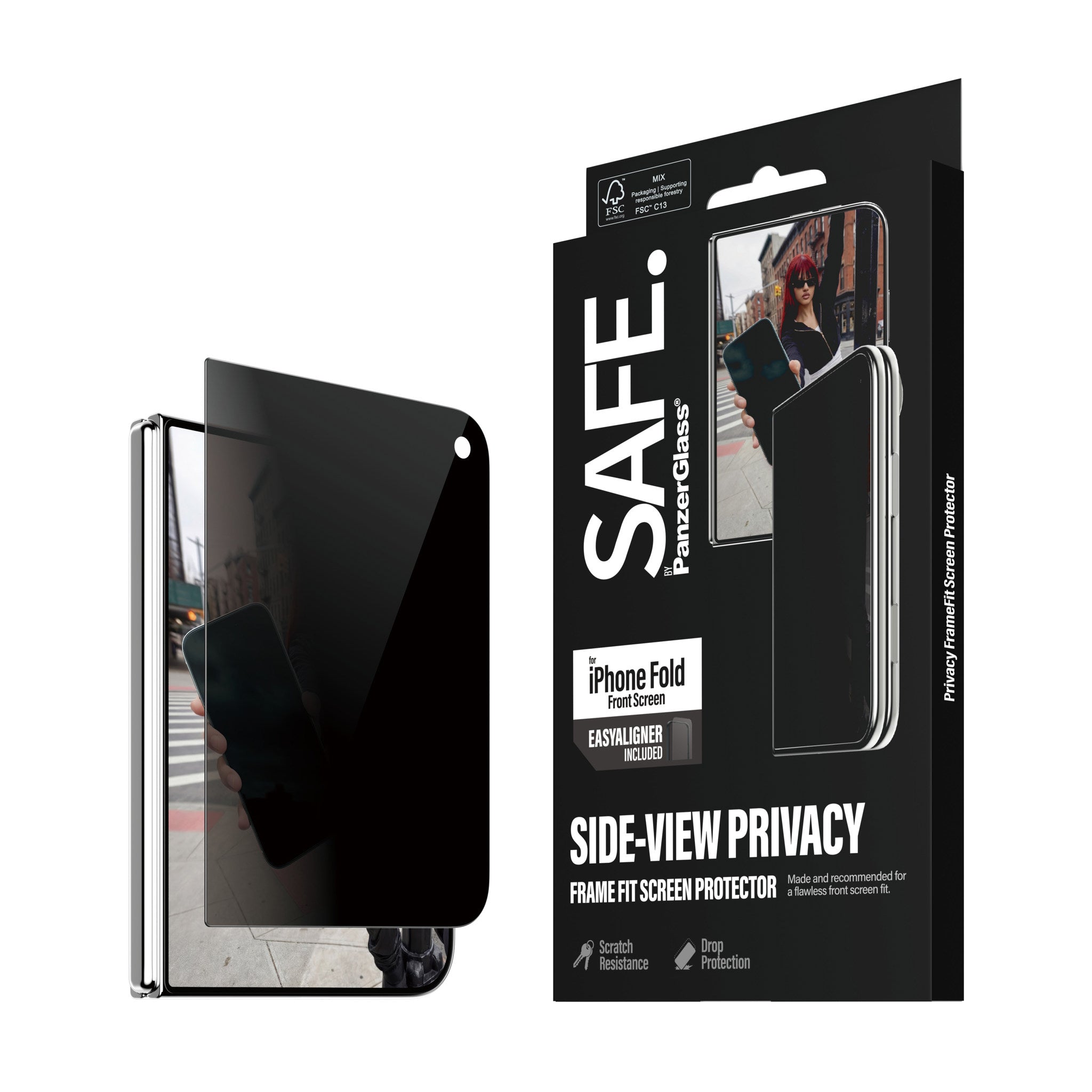 SAFE. by PanzerGlass® 2-Way Privacy Displayschutz Apple iPhone 2026 Fold | FRAME FIT m. EasyAligner (sub-screen)