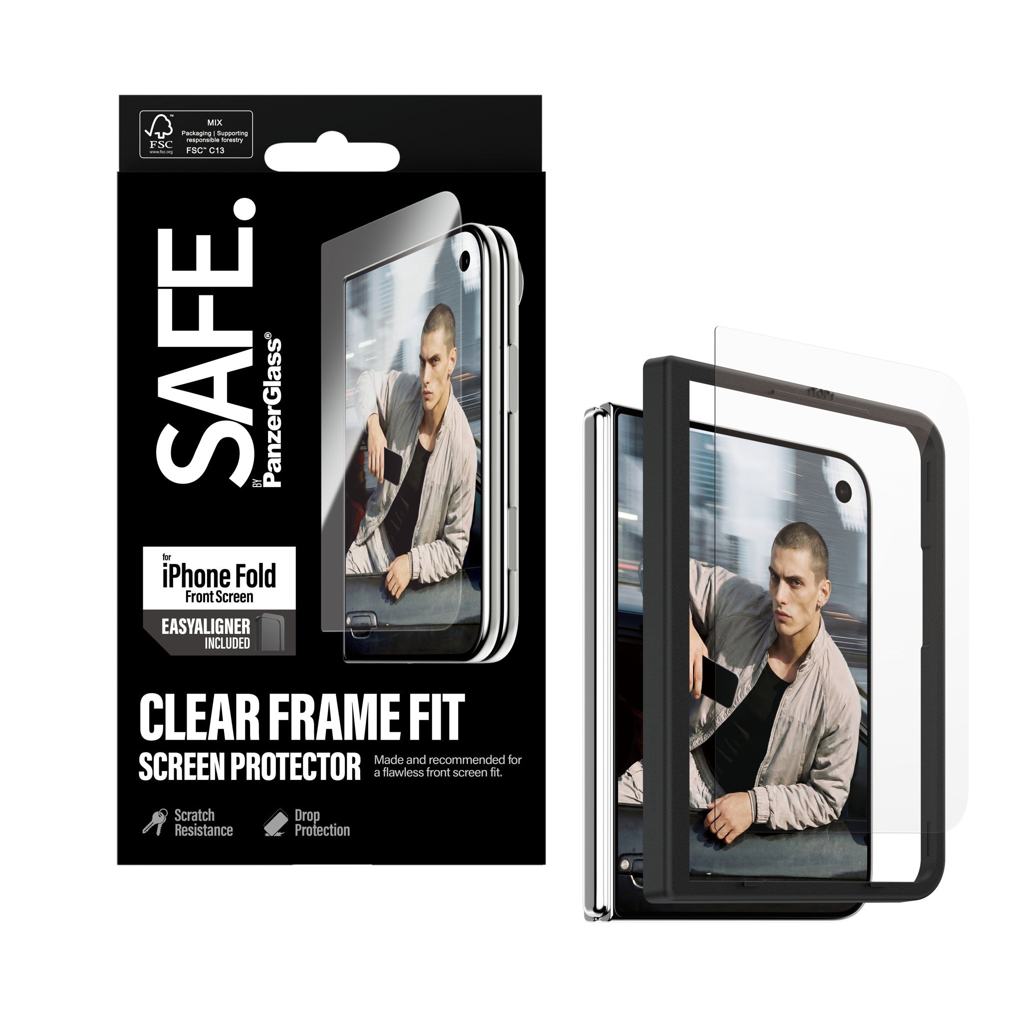 SAFE. by PanzerGlass® Außendisplay Displayschutz iPhone 2026 Fold | FRAME FIT m. EasyAligner