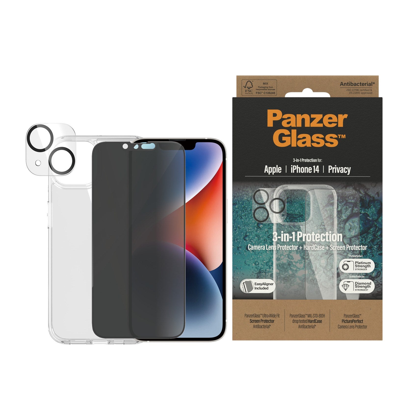 PanzerGlass® Privacy 3-in-1 Set iPhone 14
