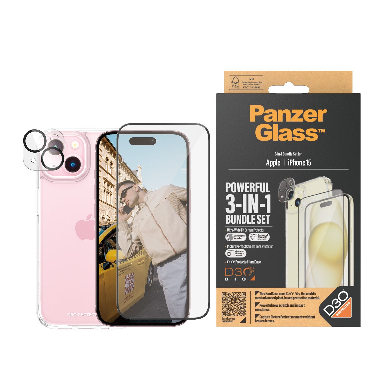 PanzerGlass® 3-in-1 Set iPhone 15