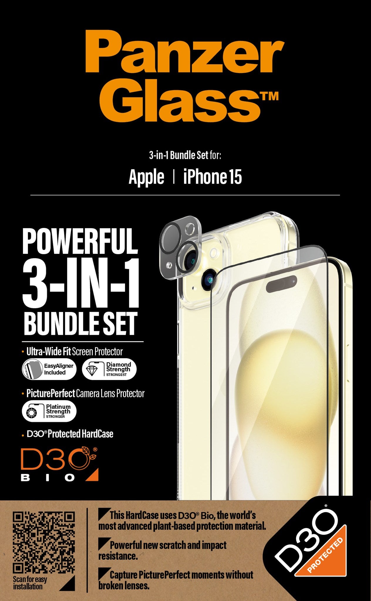 PanzerGlass® 3-in-1 Set iPhone 15