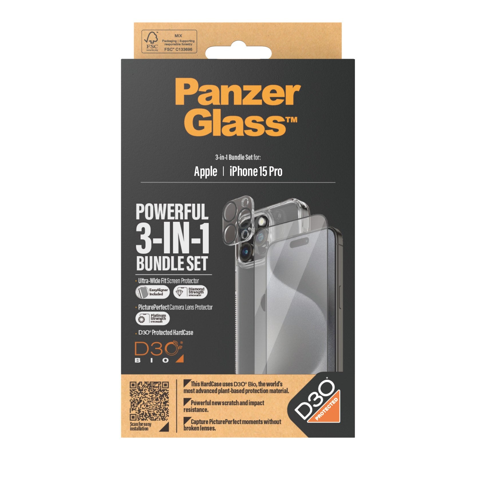 PanzerGlass® 3-in-1 Set iPhone 15 Pro