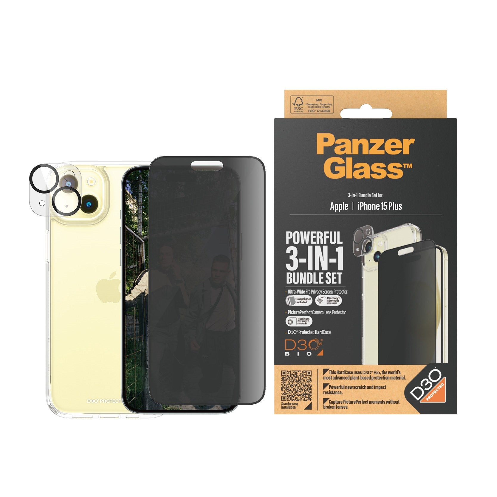 PanzerGlass® Privacy 3-in-1 Set iPhone 15 Plus