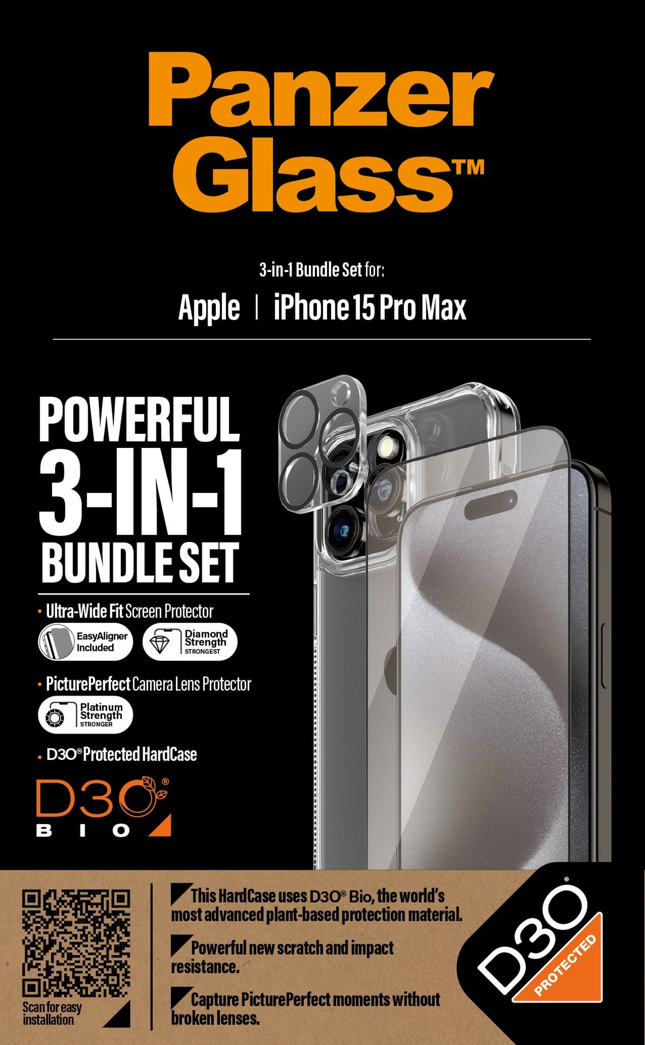 PanzerGlass® 3-in-1 Set iPhone 15 Pro Max
