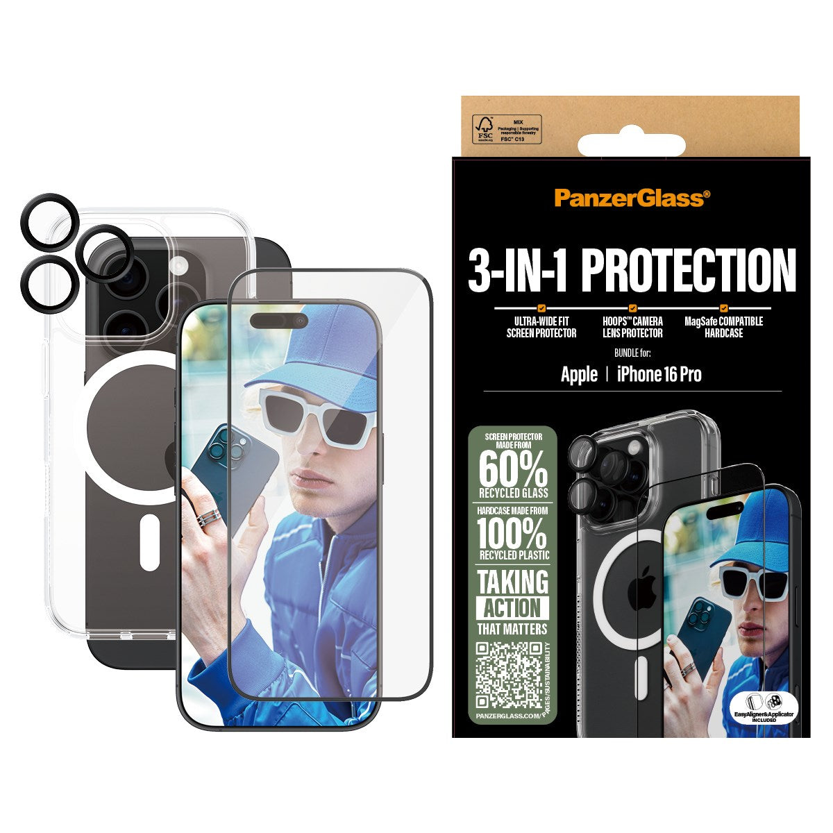 PanzerGlass® 3-in-1 Schutz Set iPhone 16 Pro