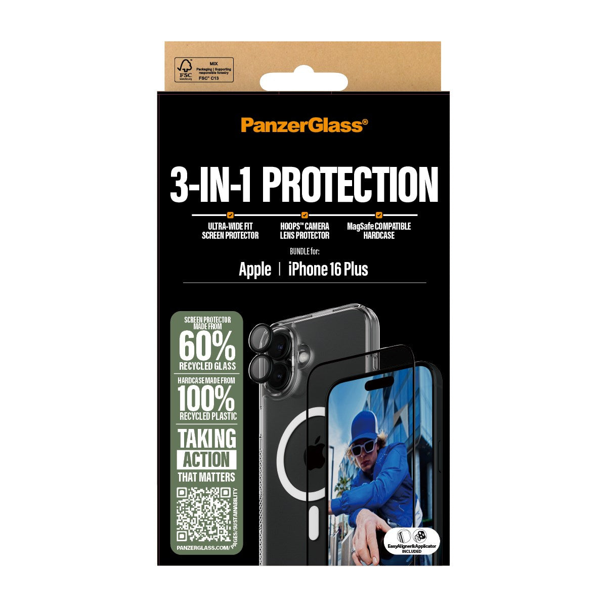 PanzerGlass® 3-in-1 Schutz Set iPhone 16 Plus