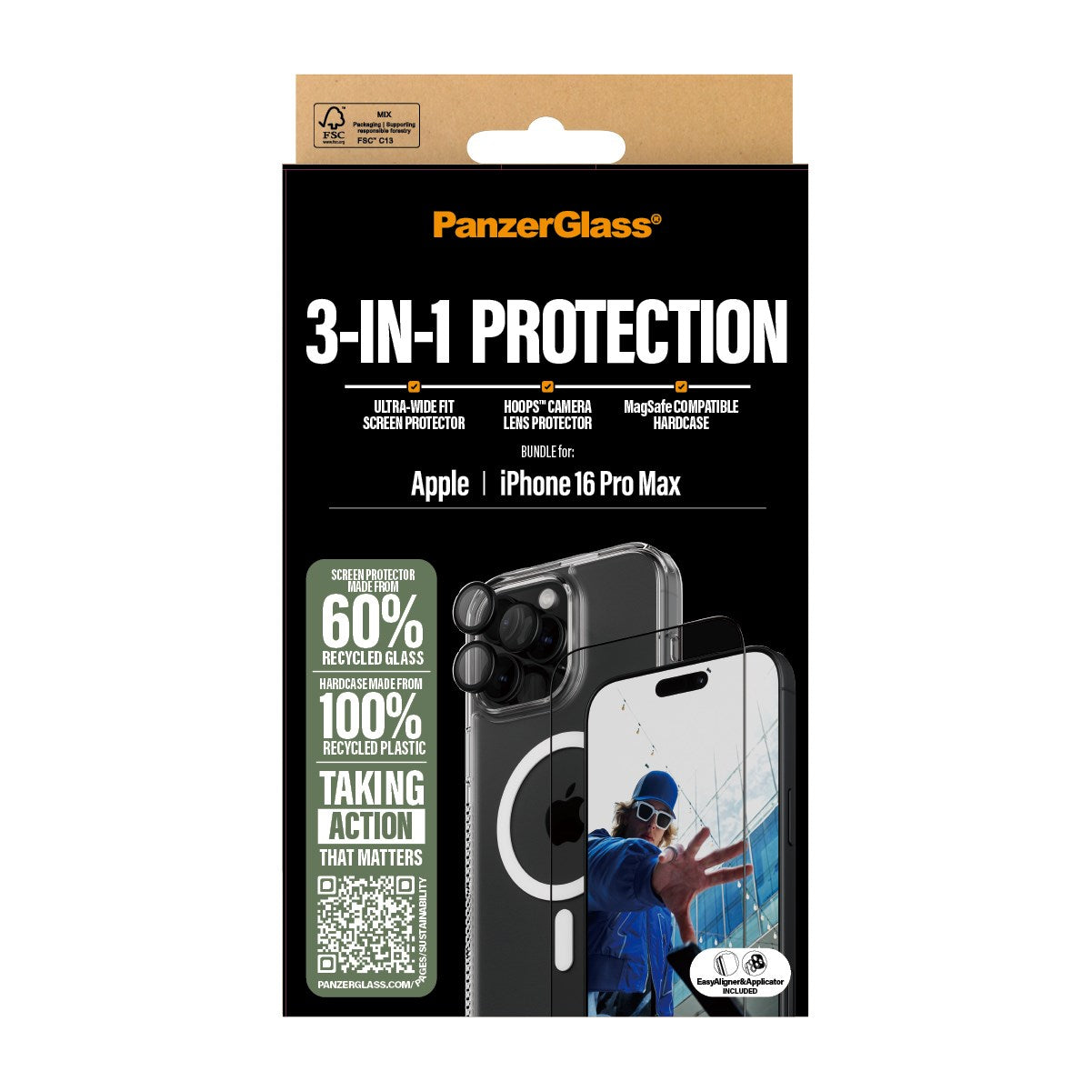 PanzerGlass® 3-in-1 Schutz Set iPhone 16 Pro Max