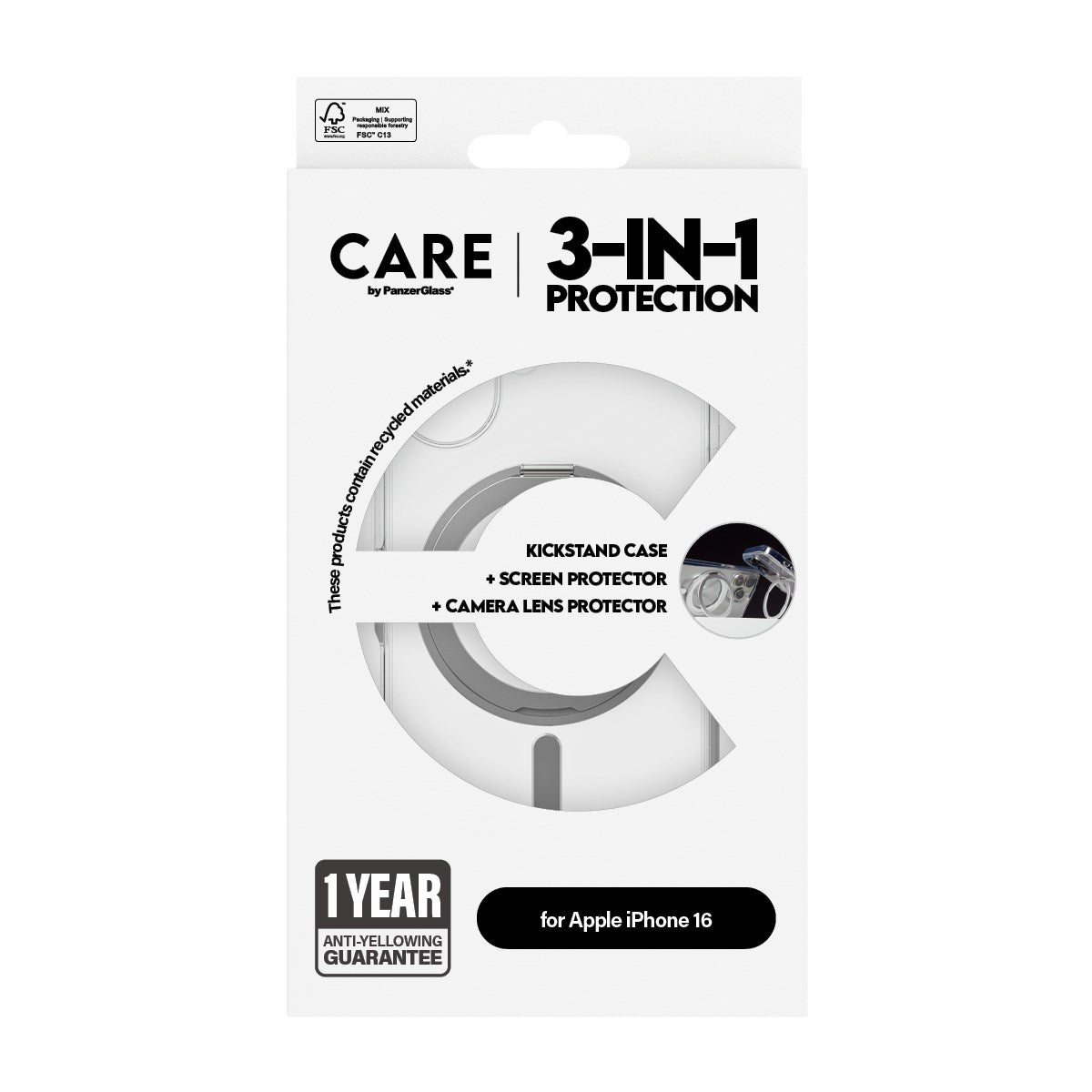 CARE by PanzerGlass® Feature 3-in-1 Ceramic Set iPhone 16