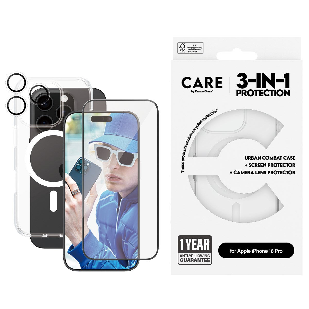PanzerGlass® | CARE™ by PanzerGlass® 3-in-1 Set iPhone 16 Pro