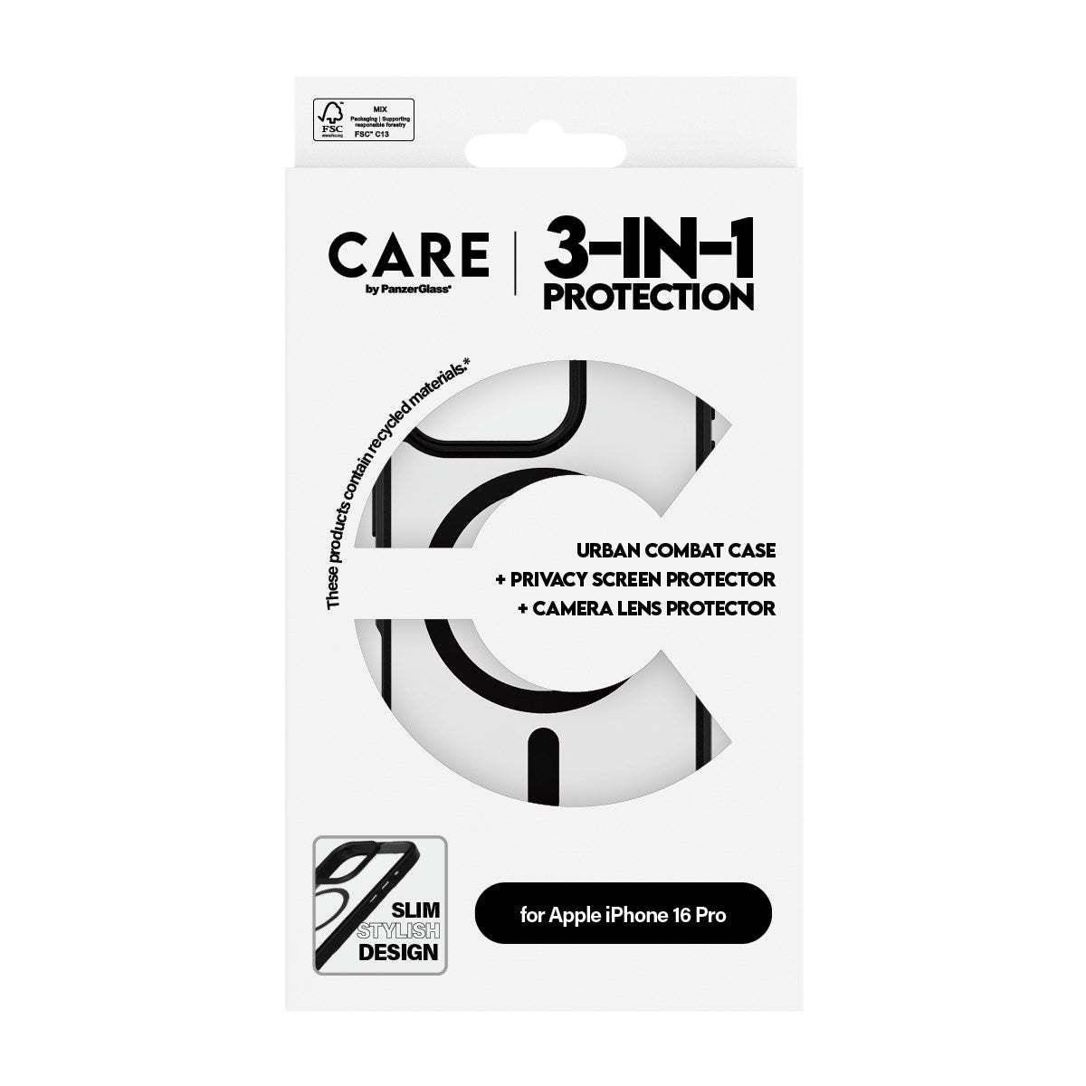 CARE by PanzerGlass® Flagship 3-in-1 Privacy Set iPhone 16 Pro
