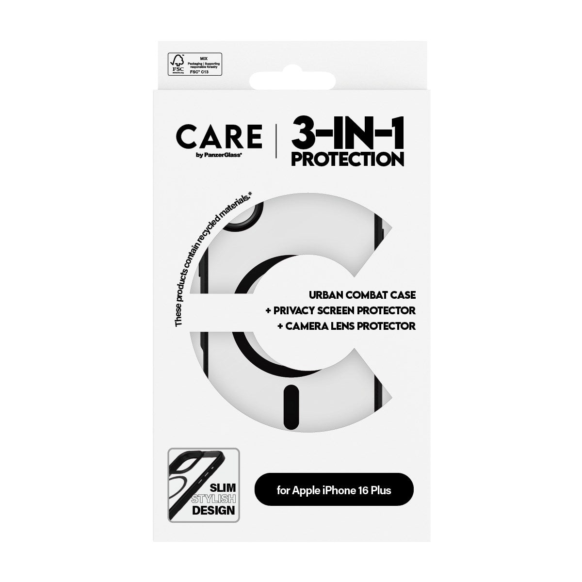 CARE by PanzerGlass® Flagship 3-in-1 Privacy Set iPhone 16 Plus