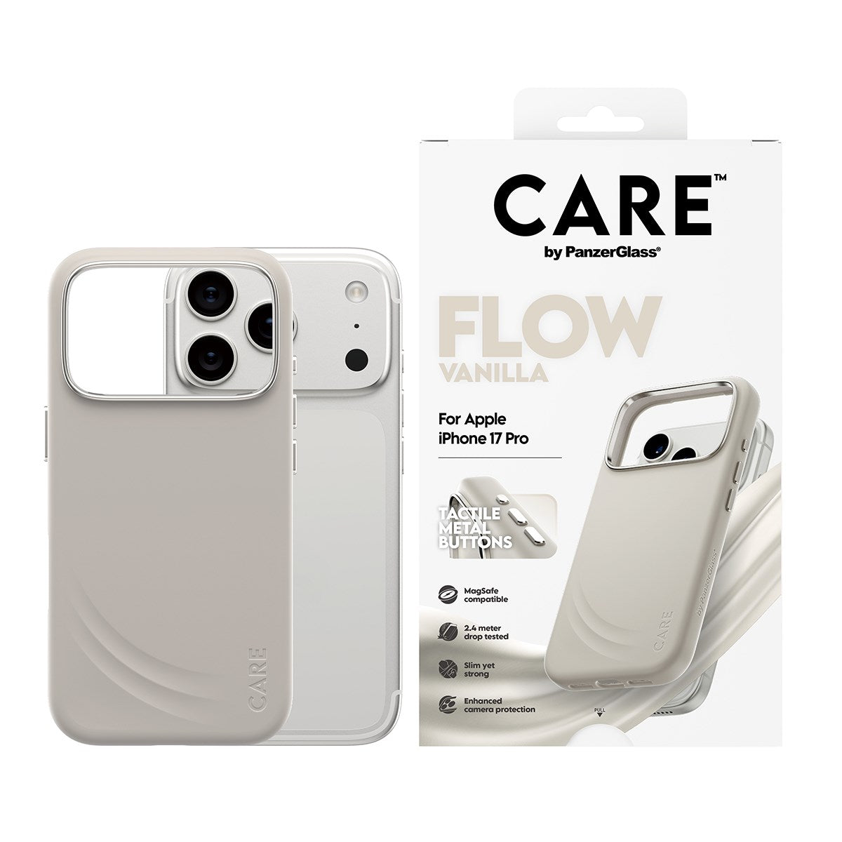 CARE by PanzerGlass® Feature FLOW Case Vanilla m. MagSafe iPhone 17 Pro
