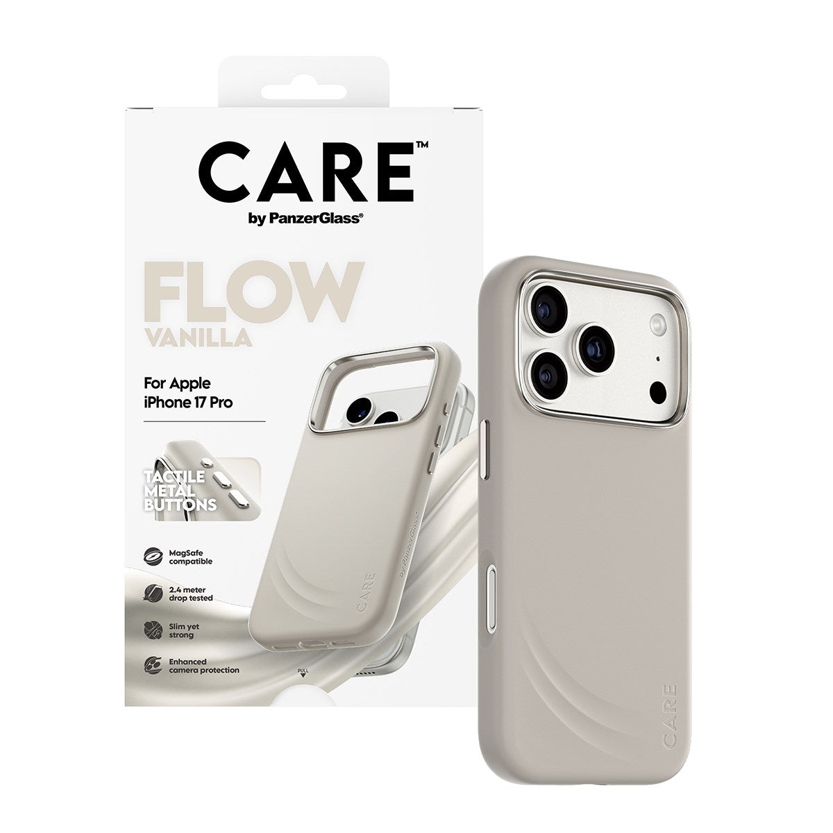 CARE by PanzerGlass® Feature FLOW Case Vanilla m. MagSafe iPhone 17 Pro