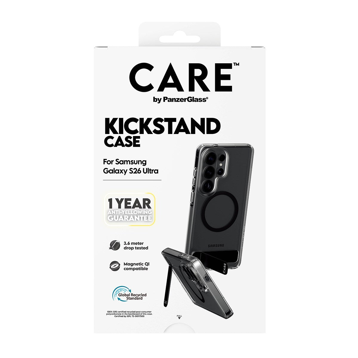 CARE™ by PanzerGlass® Urban Explorer Case Transparent m. Schwarz Kickstand & Qi Samsung Galaxy S26 Ultra