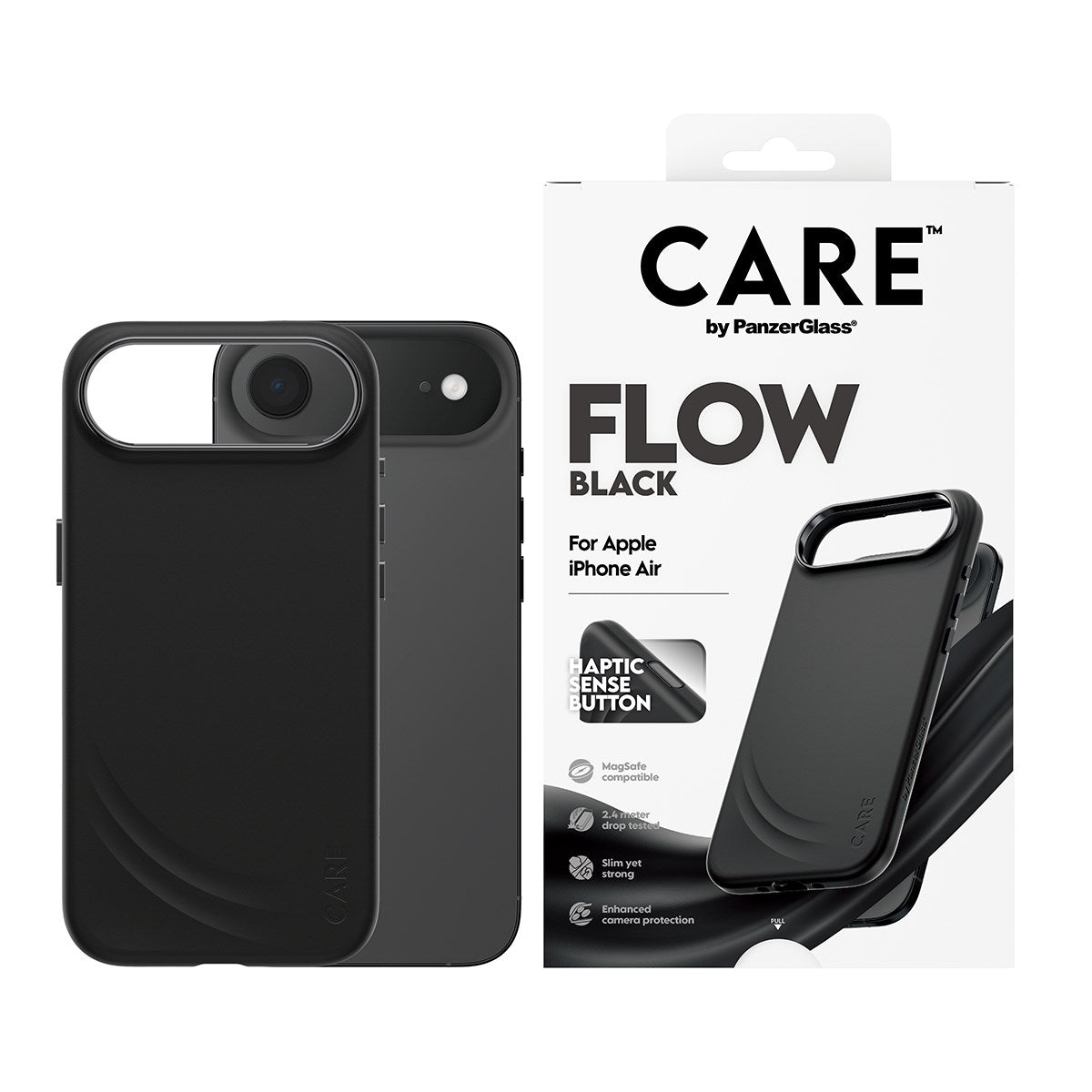 CARE by PanzerGlass® Feature FLOW Case Schwarz m. Cutout for Haptic & MagSafe iPhone Air