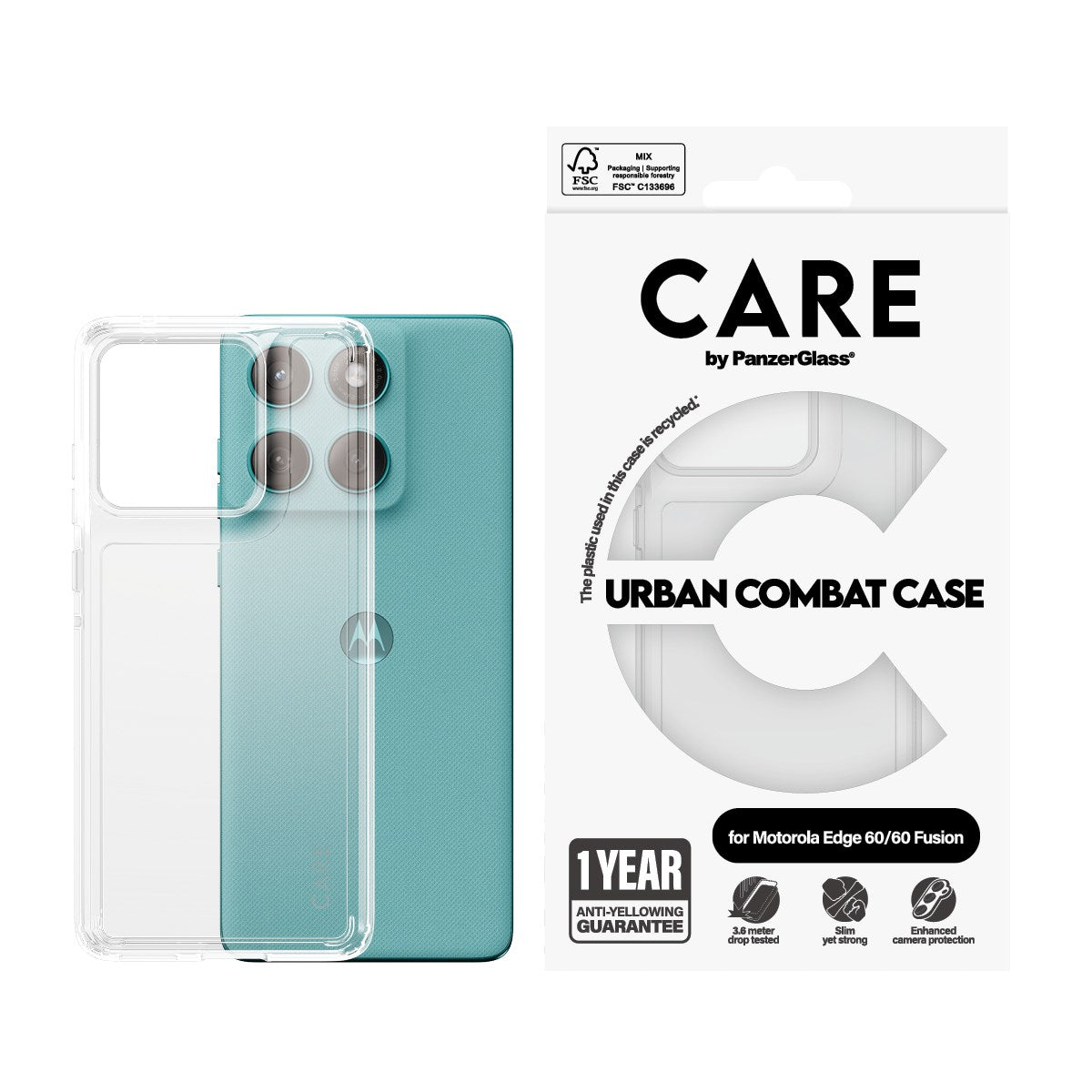 CARE™ by PanzerGlass® Urban Combat Case Transparent Motorola Edge 60 | 60 Fusion
