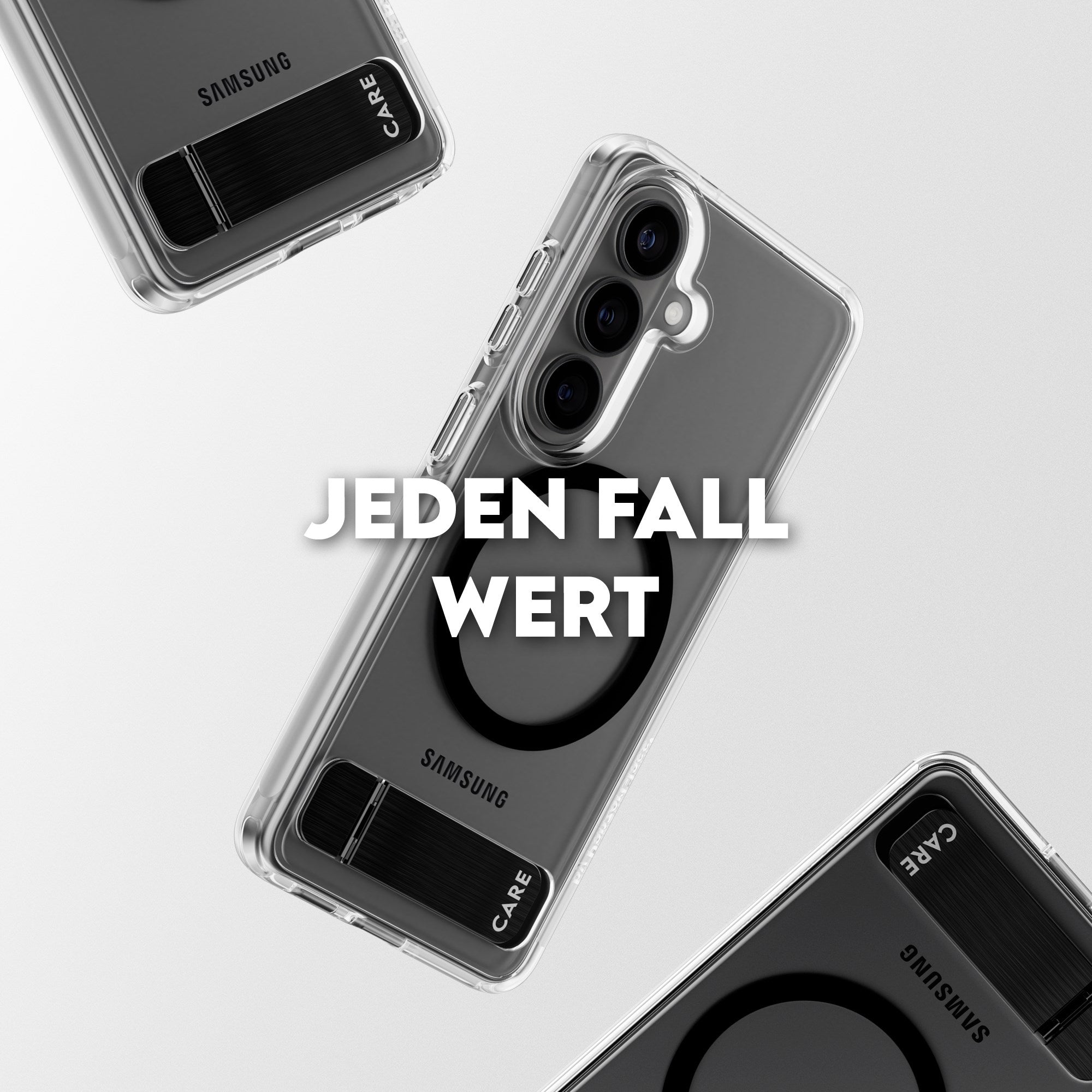 CARE™ by PanzerGlass® Urban Explorer Case Transparent m. Schwarz Kickstand & Qi Samsung Galaxy S26+